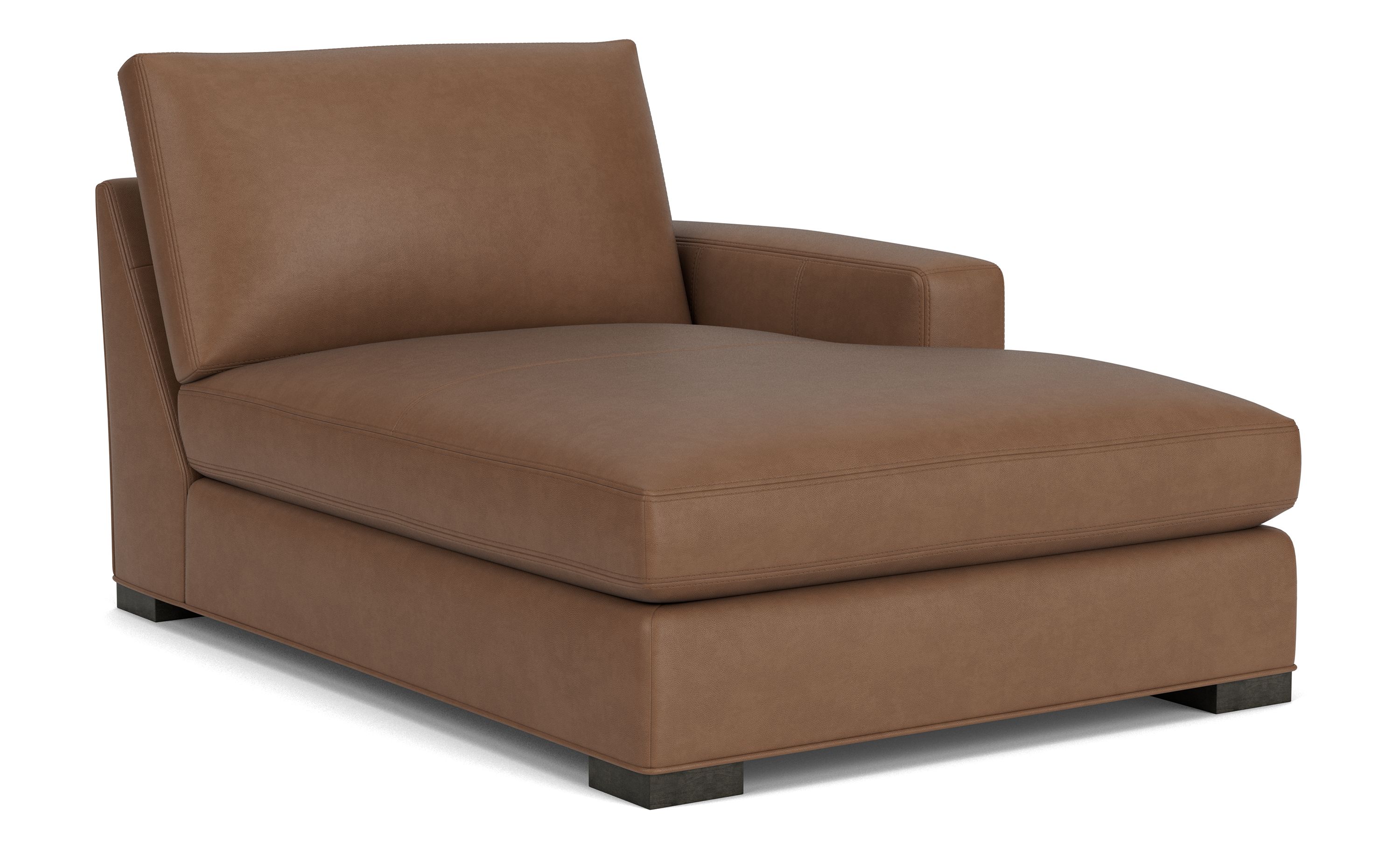 Metro 45" Right-Arm Chaise in Fiero Cognac Leather w/Charcoal Legs
