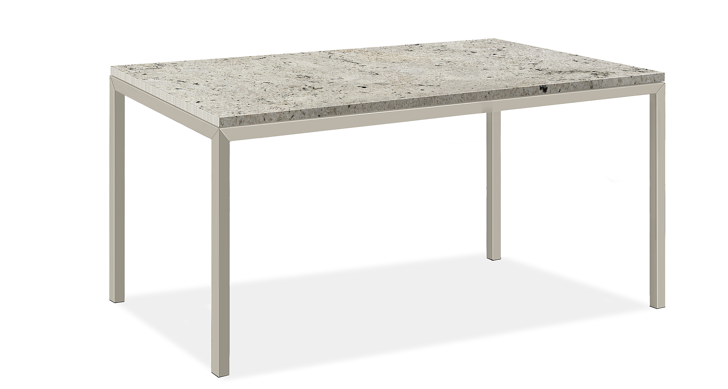 Parsons 54w 36d 29h Dining Table in 1.5" Taupe Base w/Mayfair White Granite