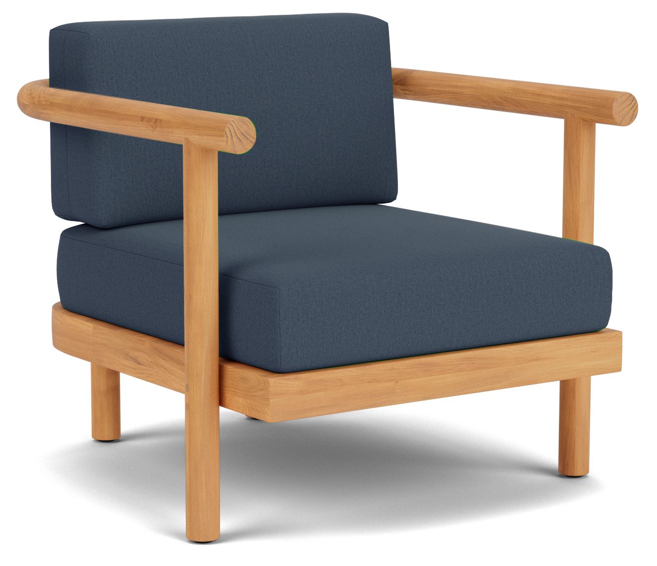 Isley Lounge Chair in Teak with Cushions in Bolton Navy