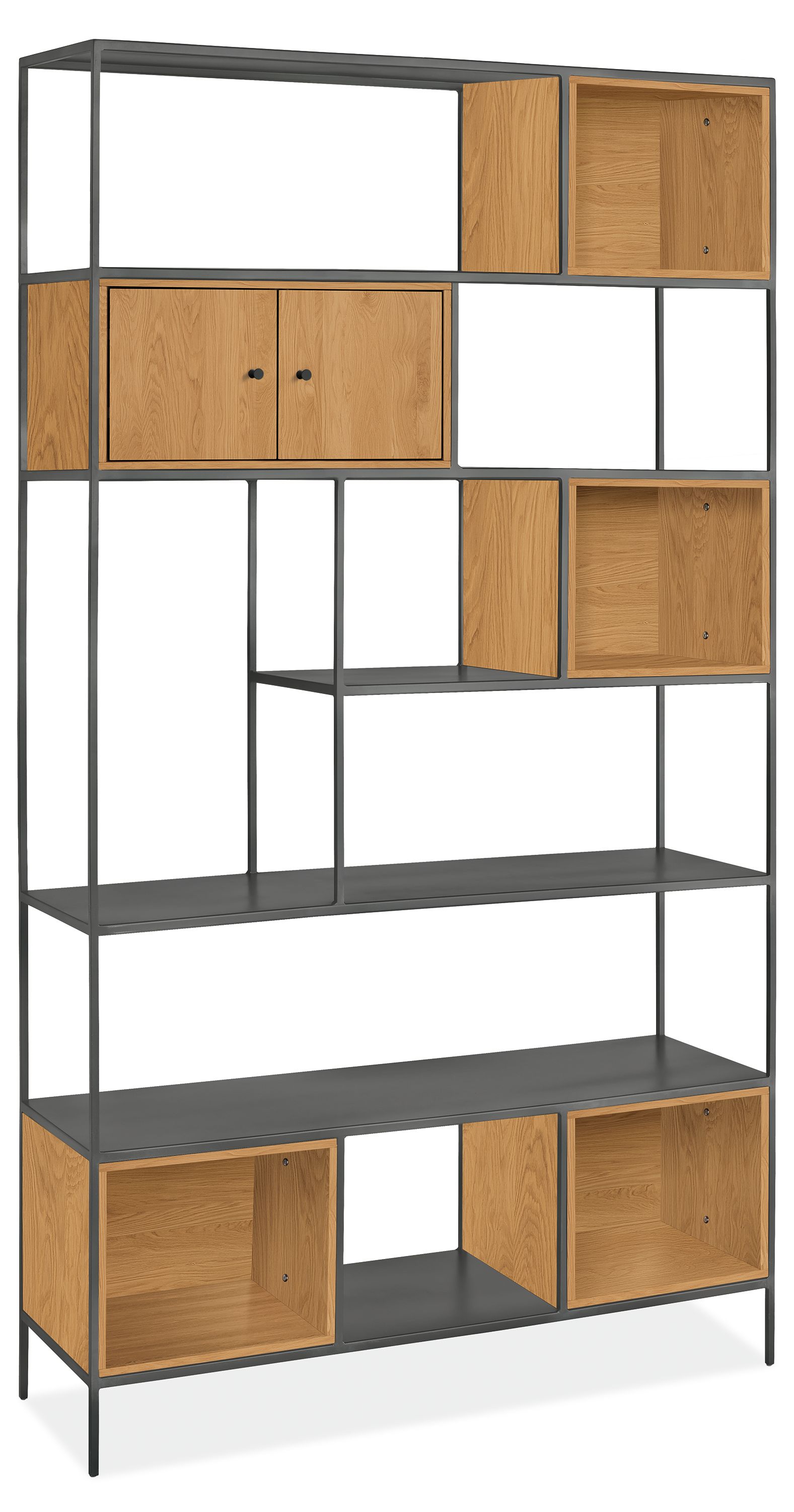 Foshay 48w 15d 86h Bookcase in Natural Steel w/White Oak Inserts