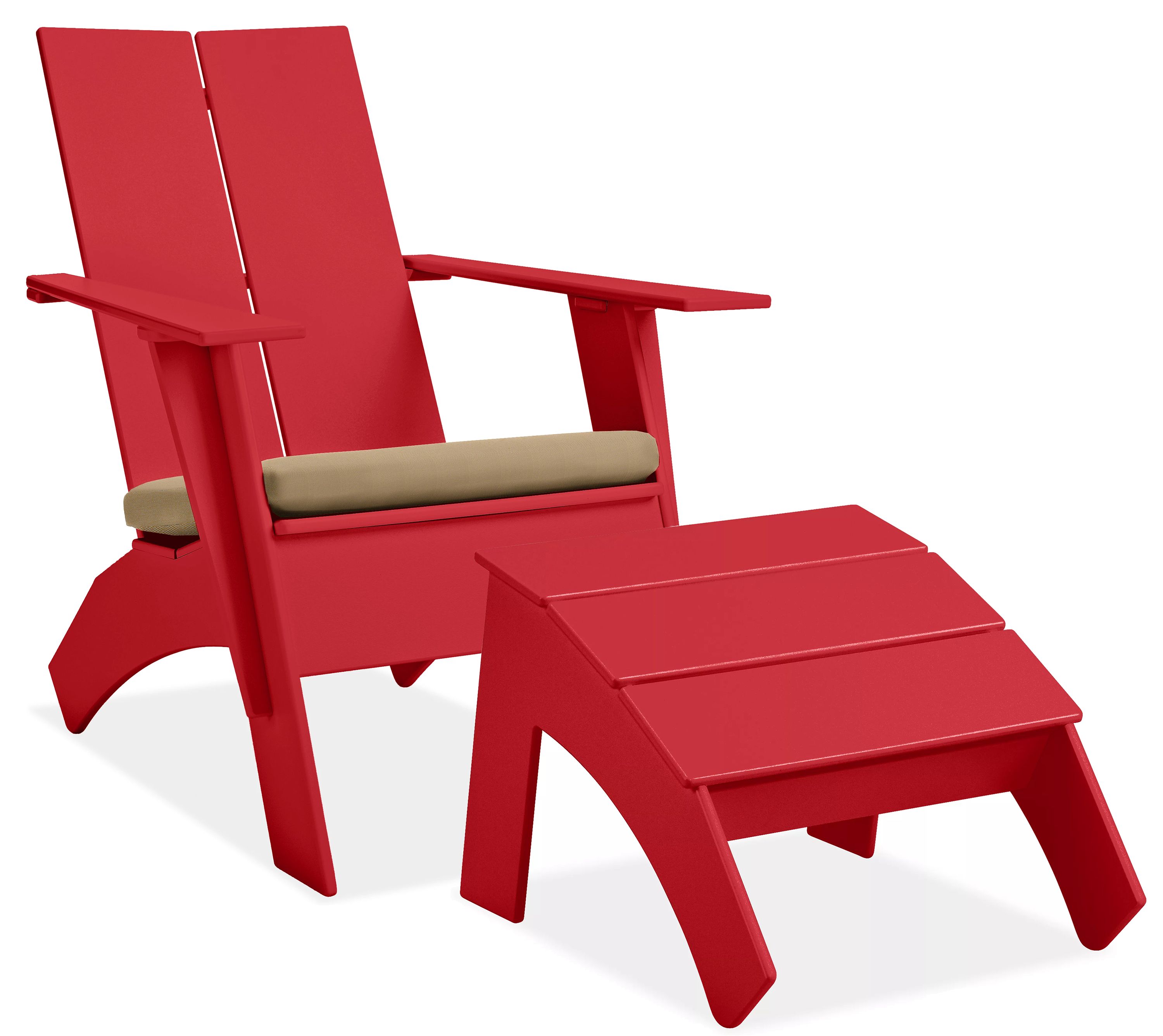 Emmet Tall Lounge Chair & Ottoman in Pelham Natural & Red HDPE Frames