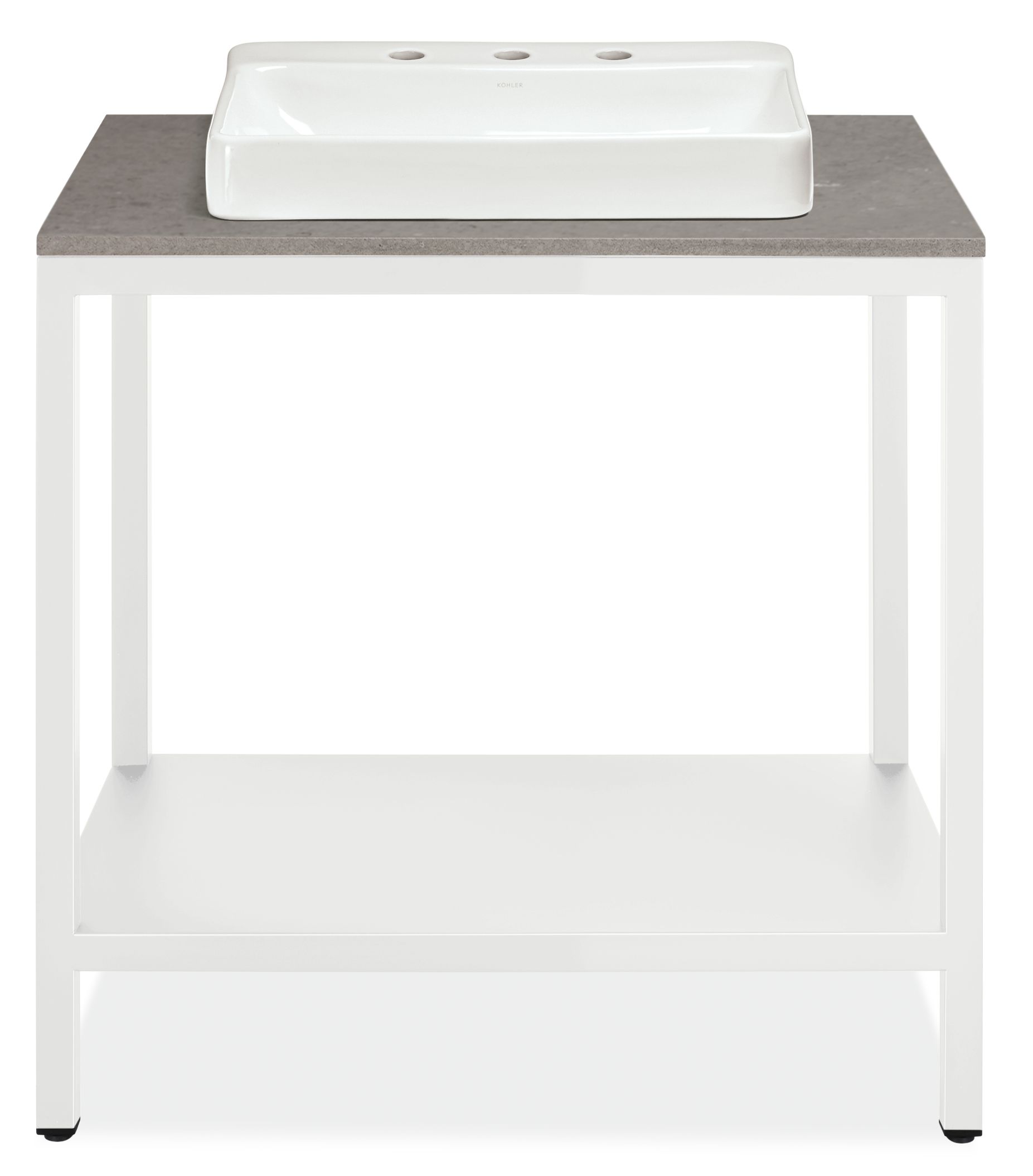 Parsons 36w 21.75d 37.25h Bath Vanity in WHT w/Fog Top & 3-Hole Vox Vessel Sink