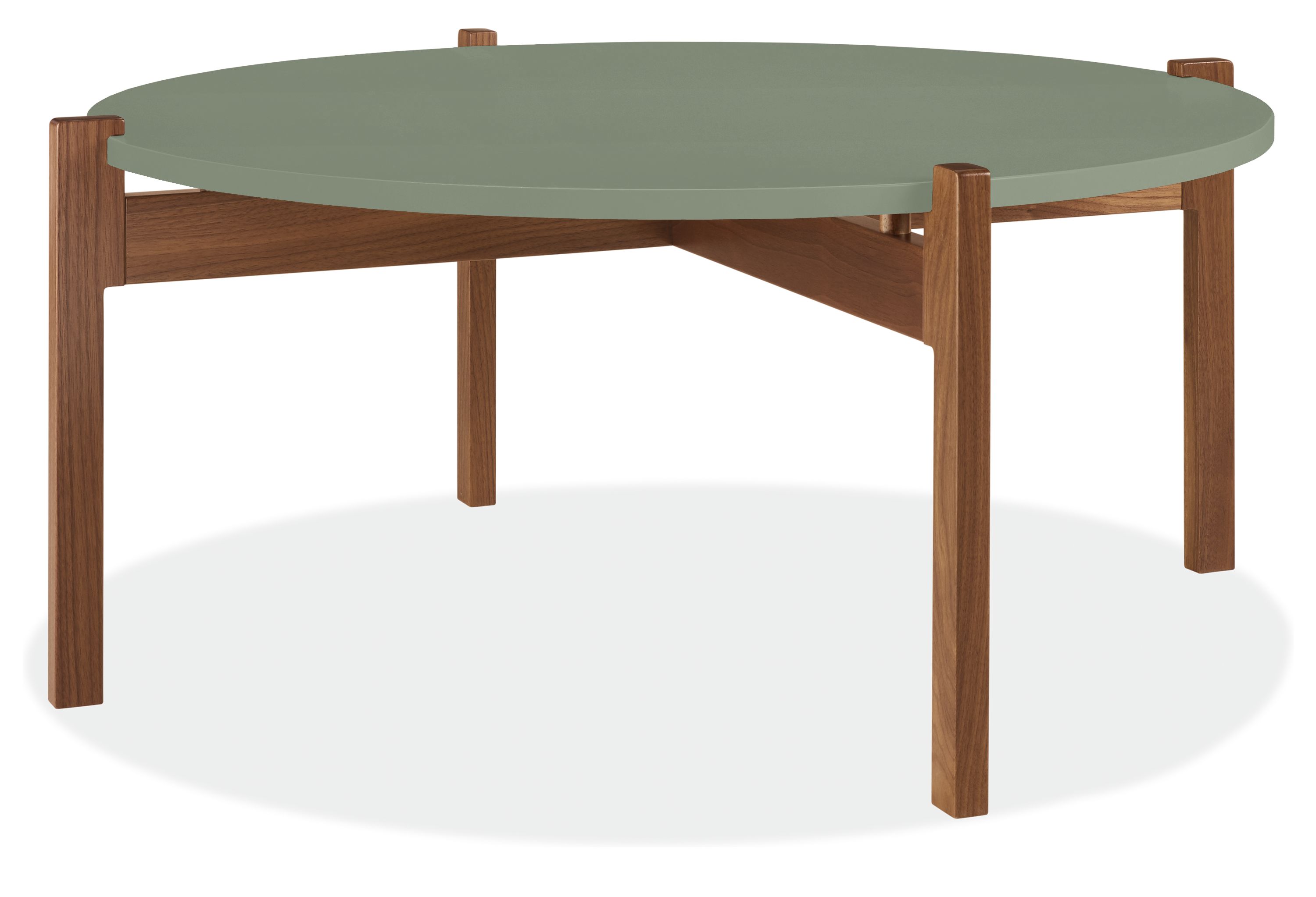 Kavala 39 diam 16h Round Coffee Table in Sage with Walnut Base