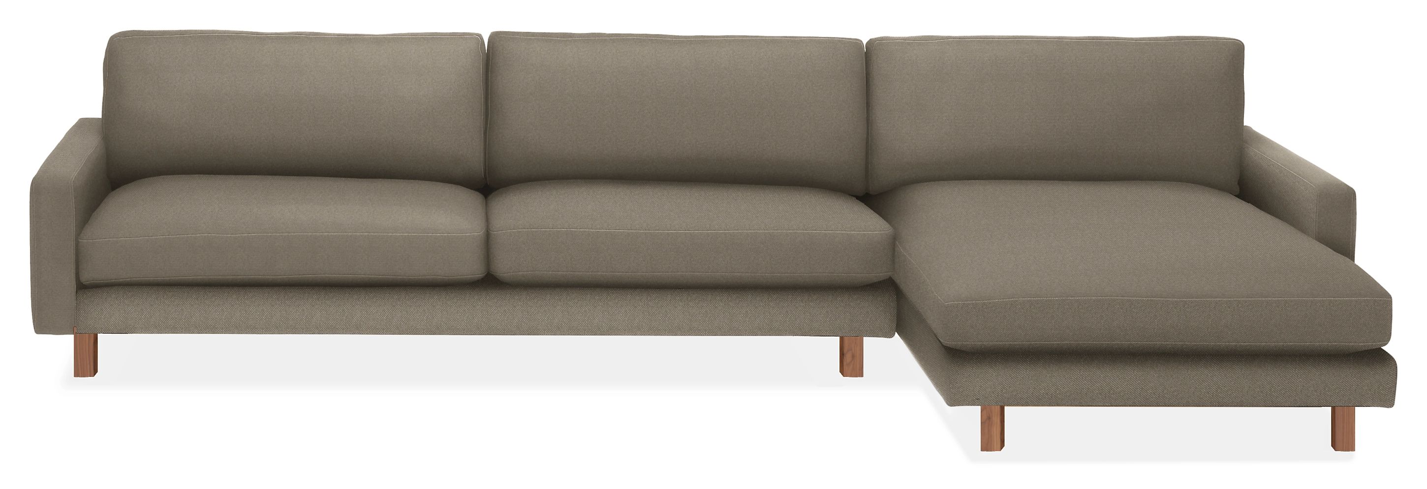 Pierson 129" Sofa w/Right-Arm Chaise in Arin Grey Fabric with Walnut