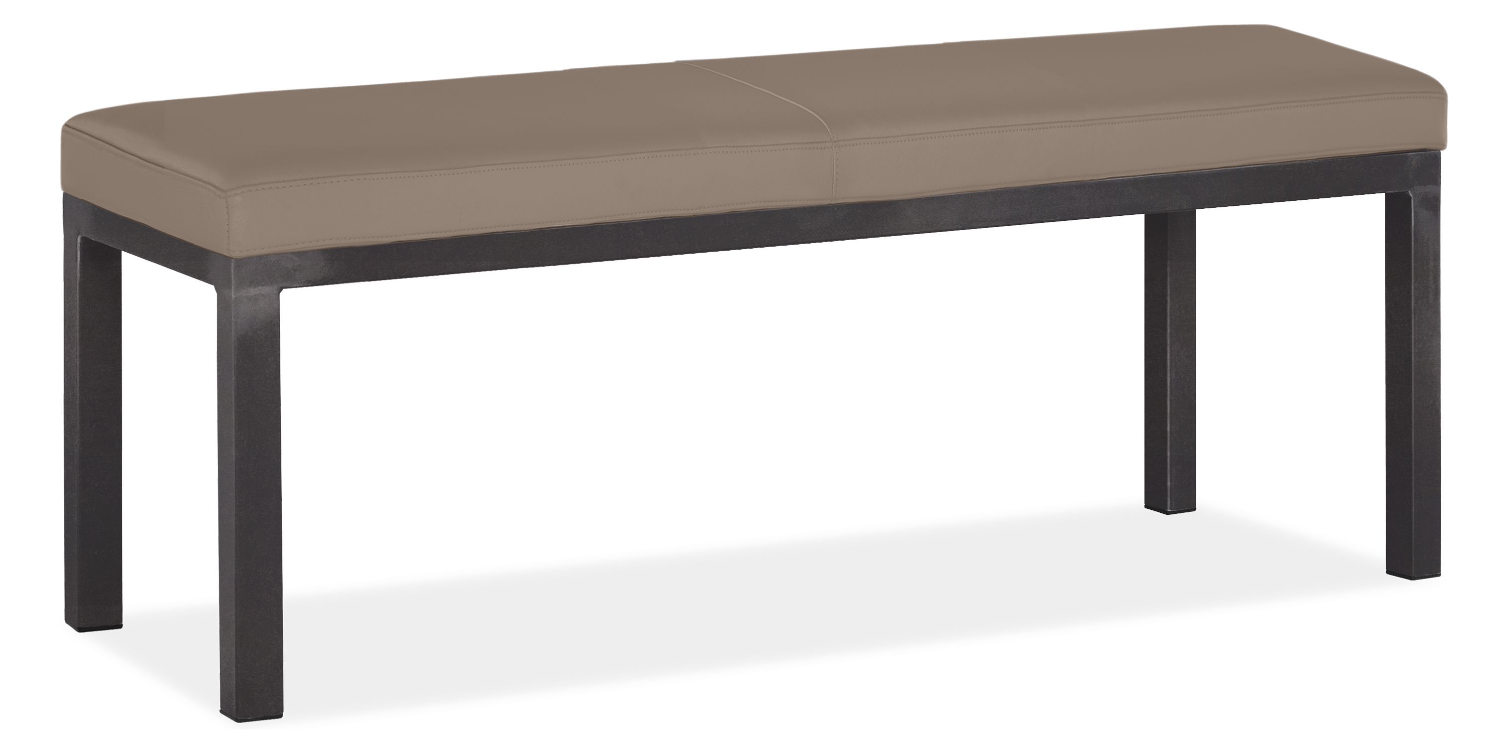 Parsons 46w 15d 18h Bench in Lecco Pewter Leather with Natural Steel