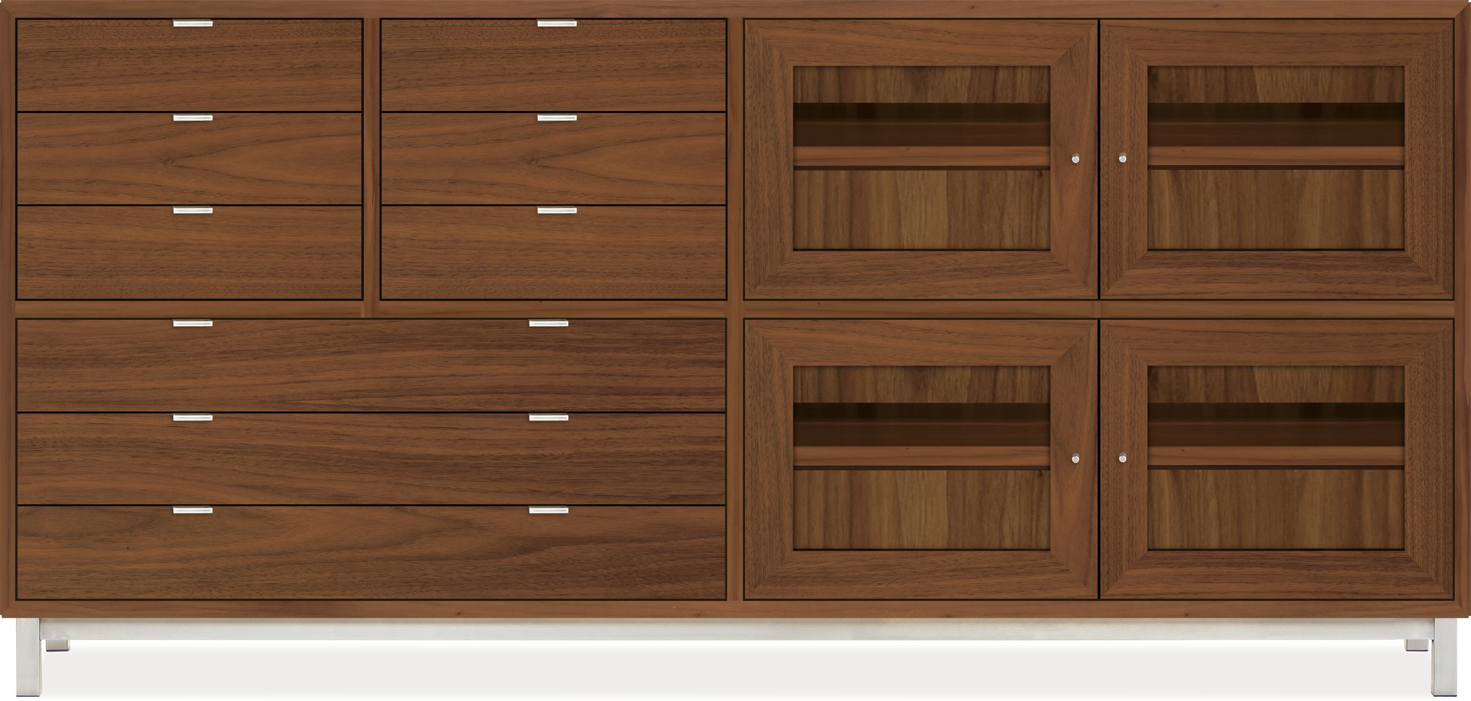 Copenhagen 93w 24d 46h Cabinet in Walnut w/Stainless Steel Base