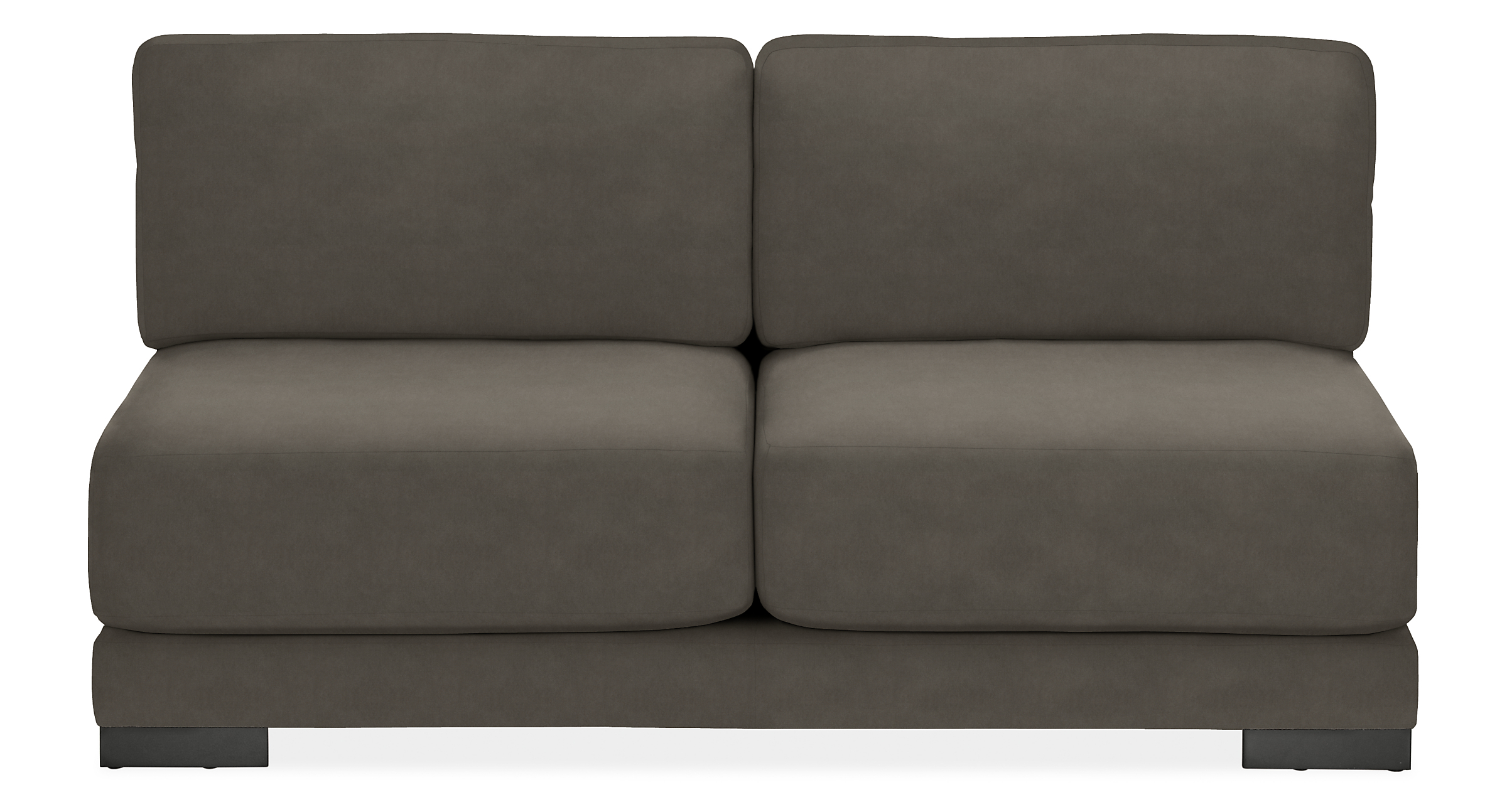 Mira 64" Armless Loveseat in Banks Charcoal with Charcoal Legs