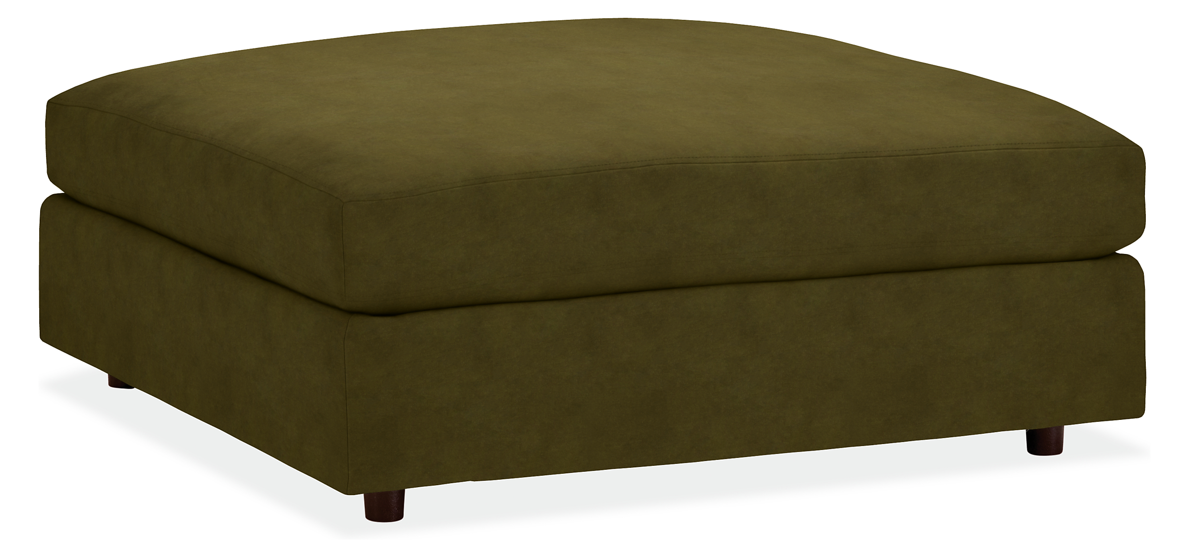 Linger Deep 43w 43d 17h Square Ottoman in Vance Olive