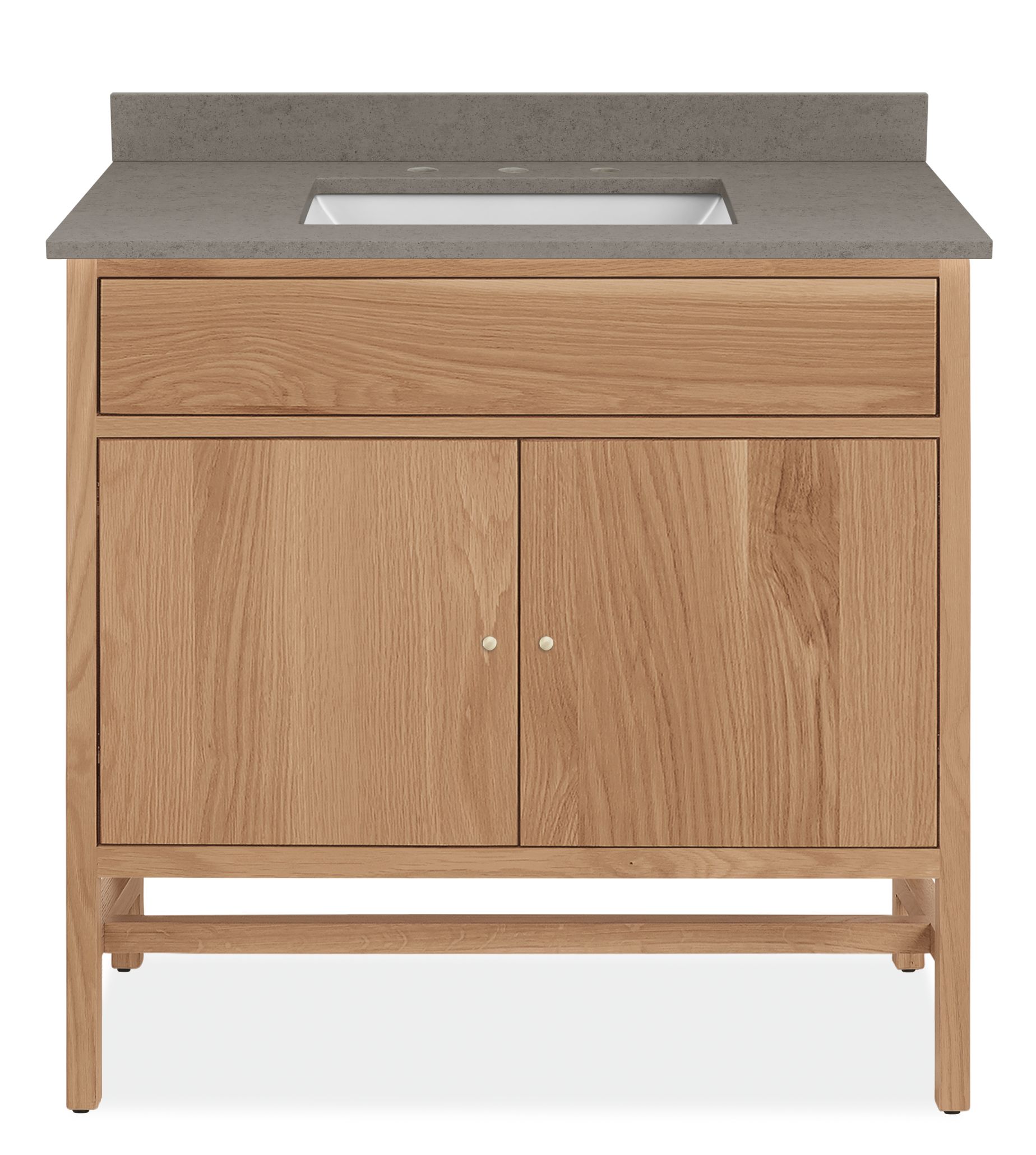 Berkeley 36w SGL Vanity/Left & Right Overhang/Fog 3-Hole Rectangle Sink/Rye Base
