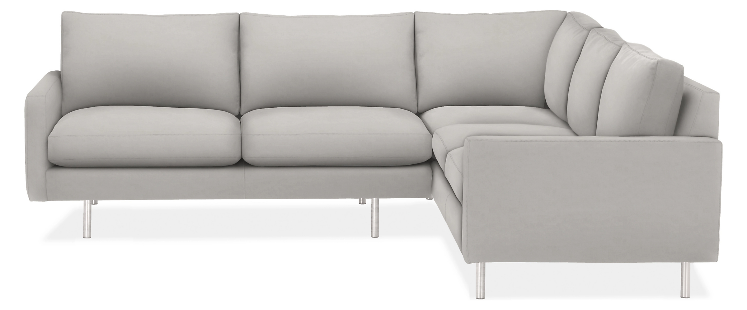 Jasper 92x91" Two-Piece w/Right-Arm Corner Sofa in View Grey with SS Legs