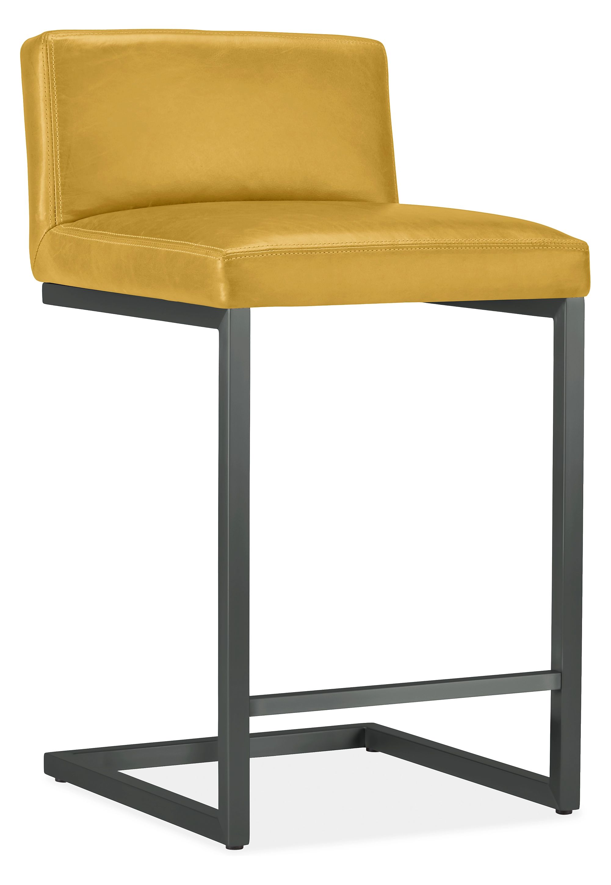 Lira Counter Stool in Urbino Saffron Leather with Graphite Frame Counter & Bar Stools Dining