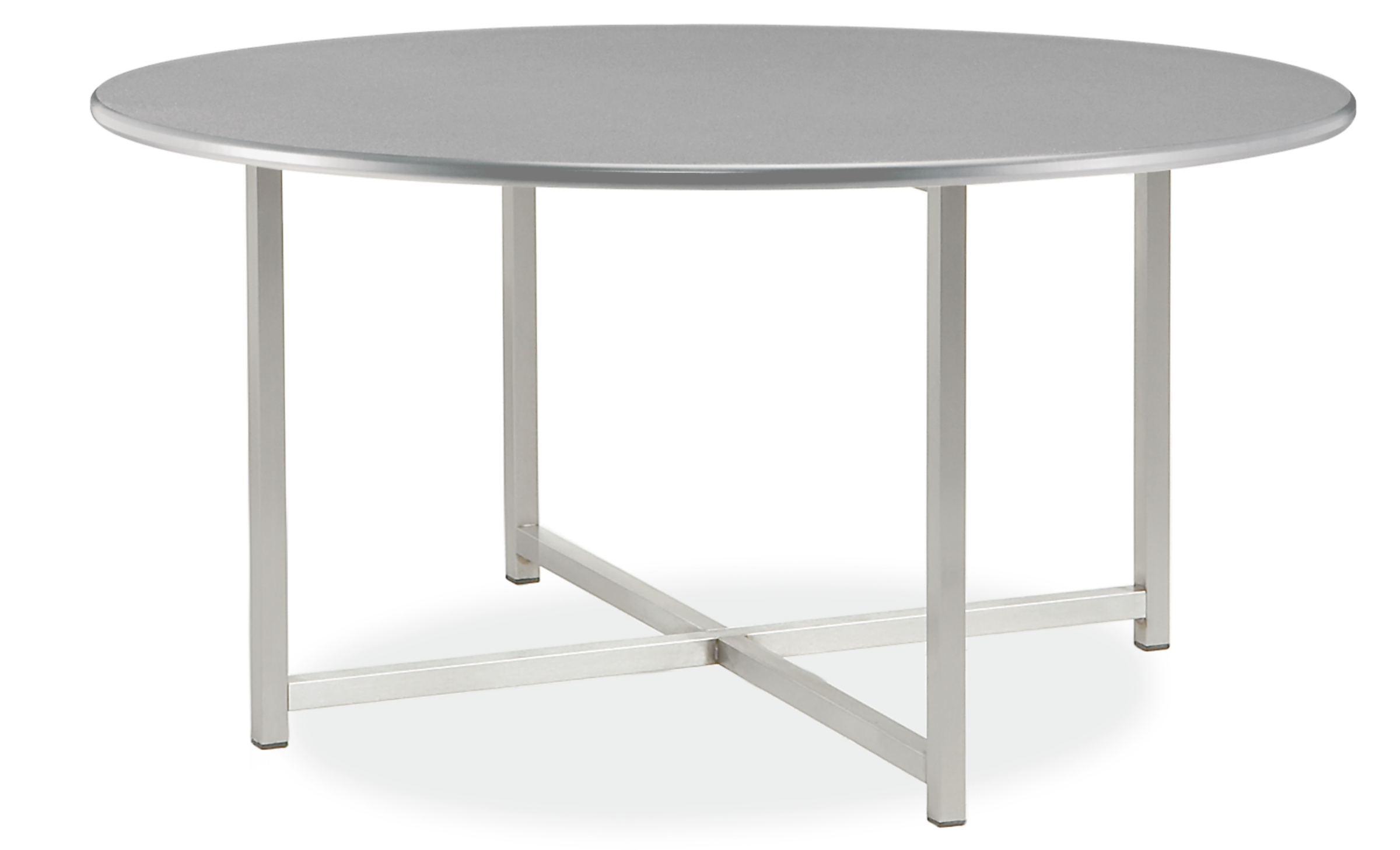 Classic 27 diam 16h Round Outdoor Coffee Table in SS w/Light Grey HDPE Top