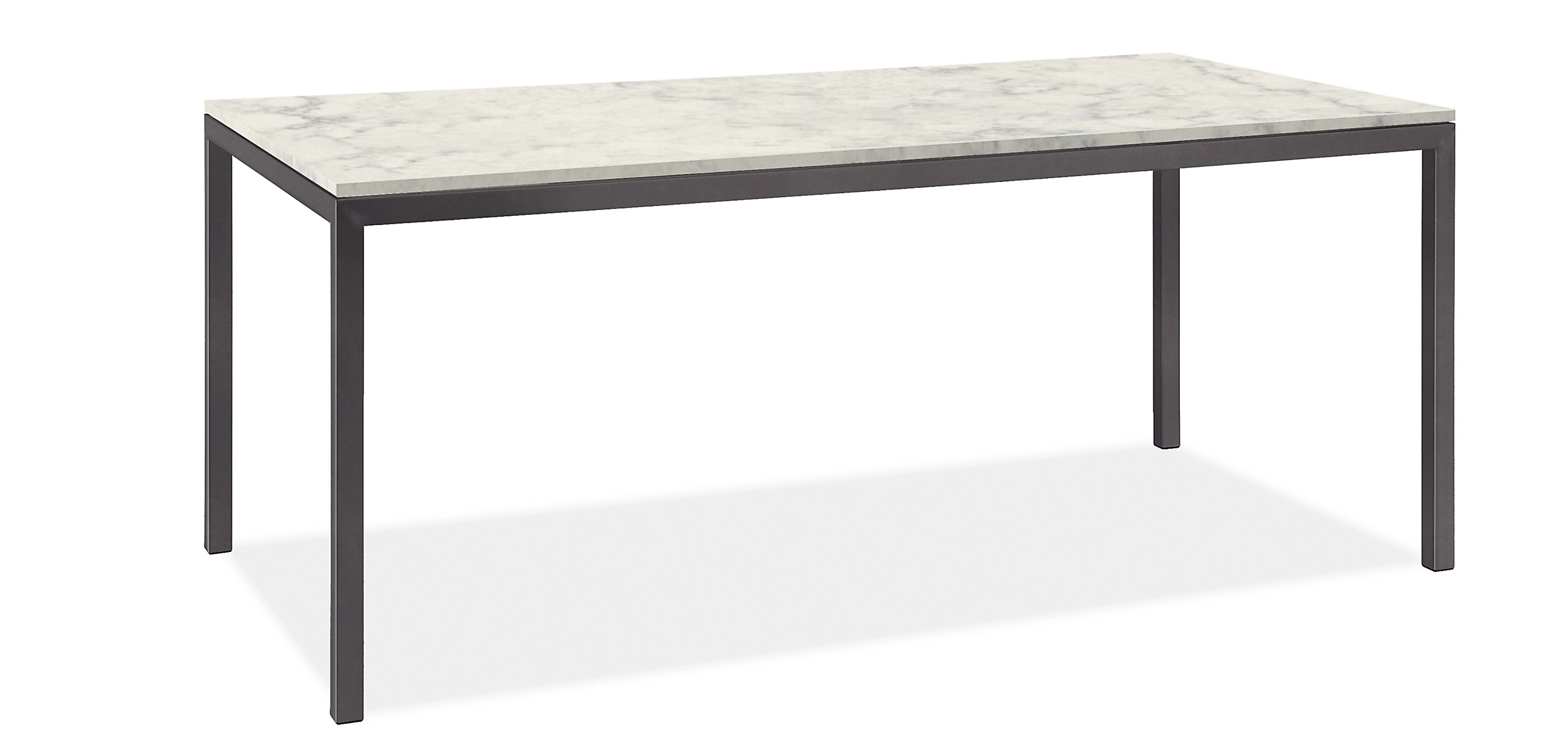 Parsons 70w 15d 29h Console Table in 1.5" Natural Steel w/Marbled White Quartz