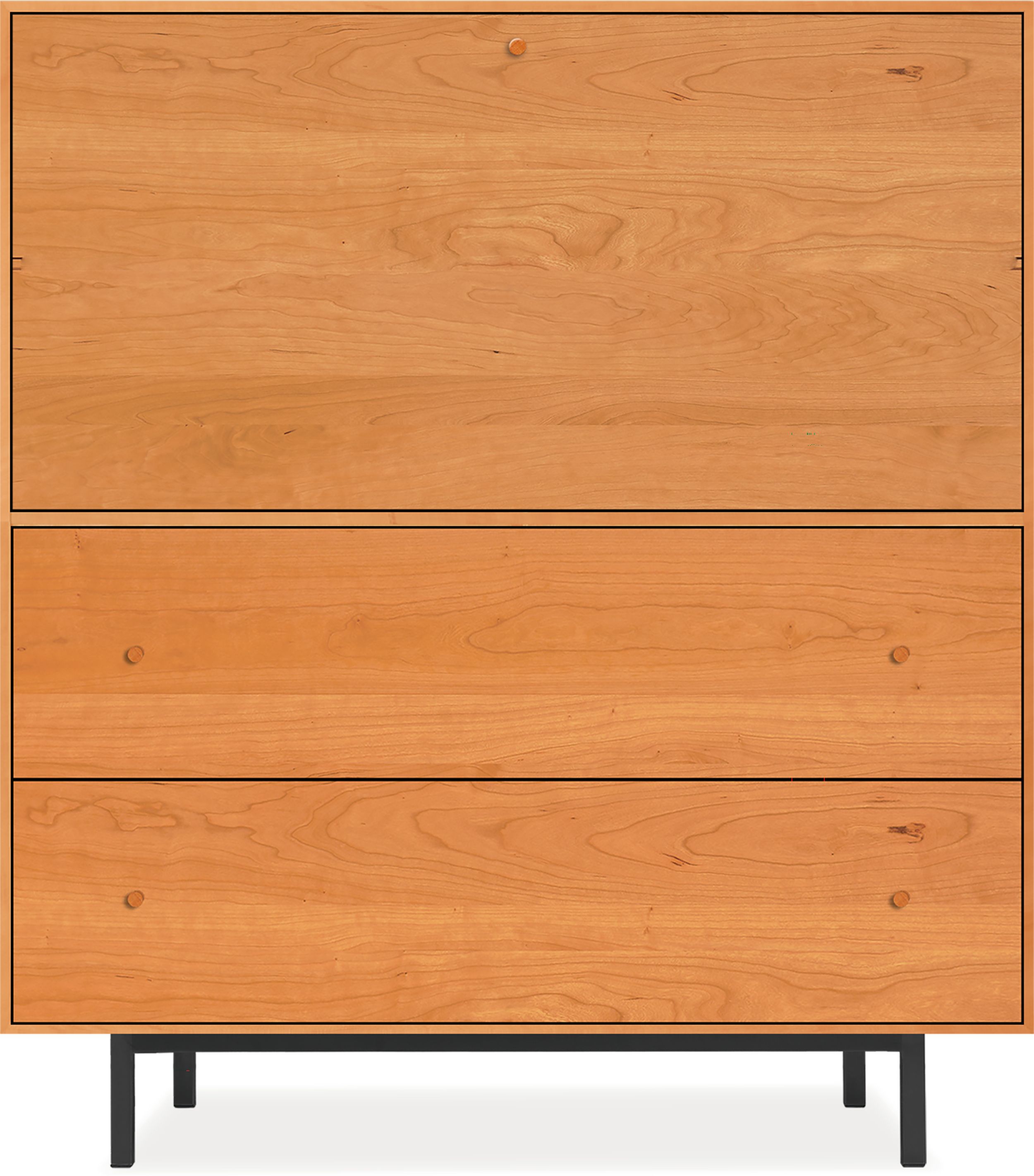 Hudson 44w 20d 50h Cabinet in Cherry with Natural Steel Base