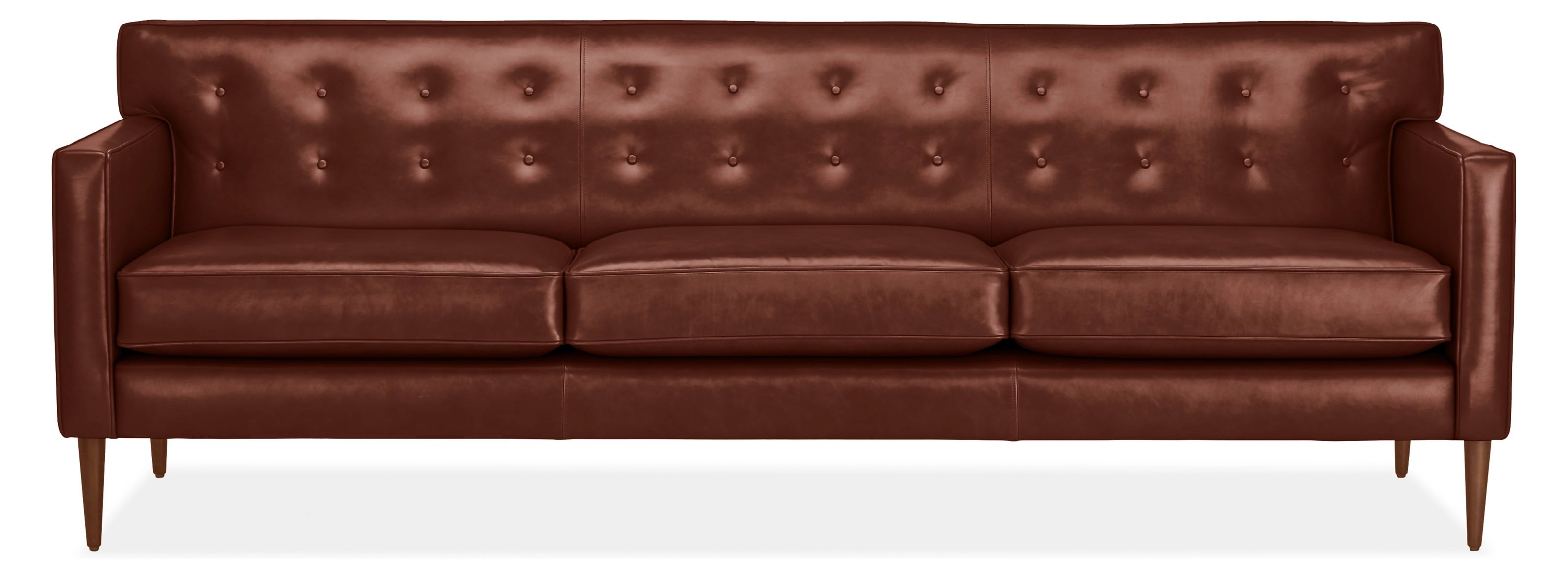 Holmes 89" Sofa in Cyrus Cognac Leather with Mocha Leg