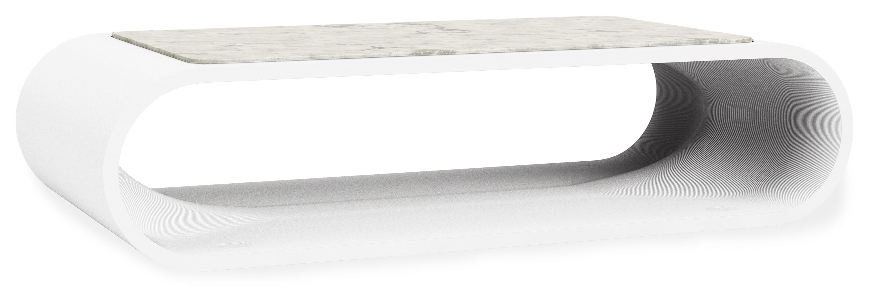 Tangent 60w 30d 15h Outdoor Coffee Table in White PETG Composite w/MBLD WhiteTop