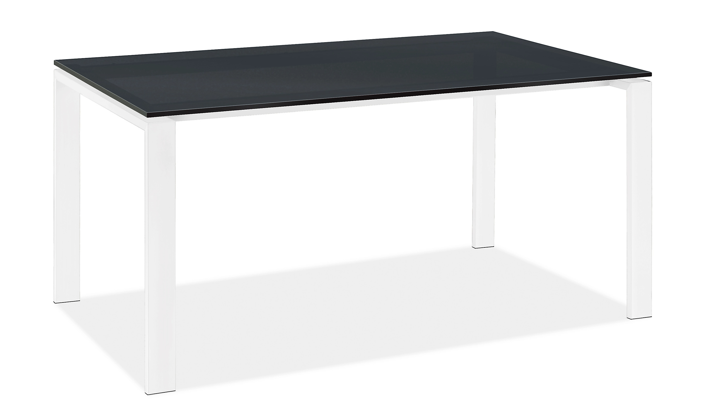 Rand 60w 36d 29h Table in White with Tempered Smoke Glass Top