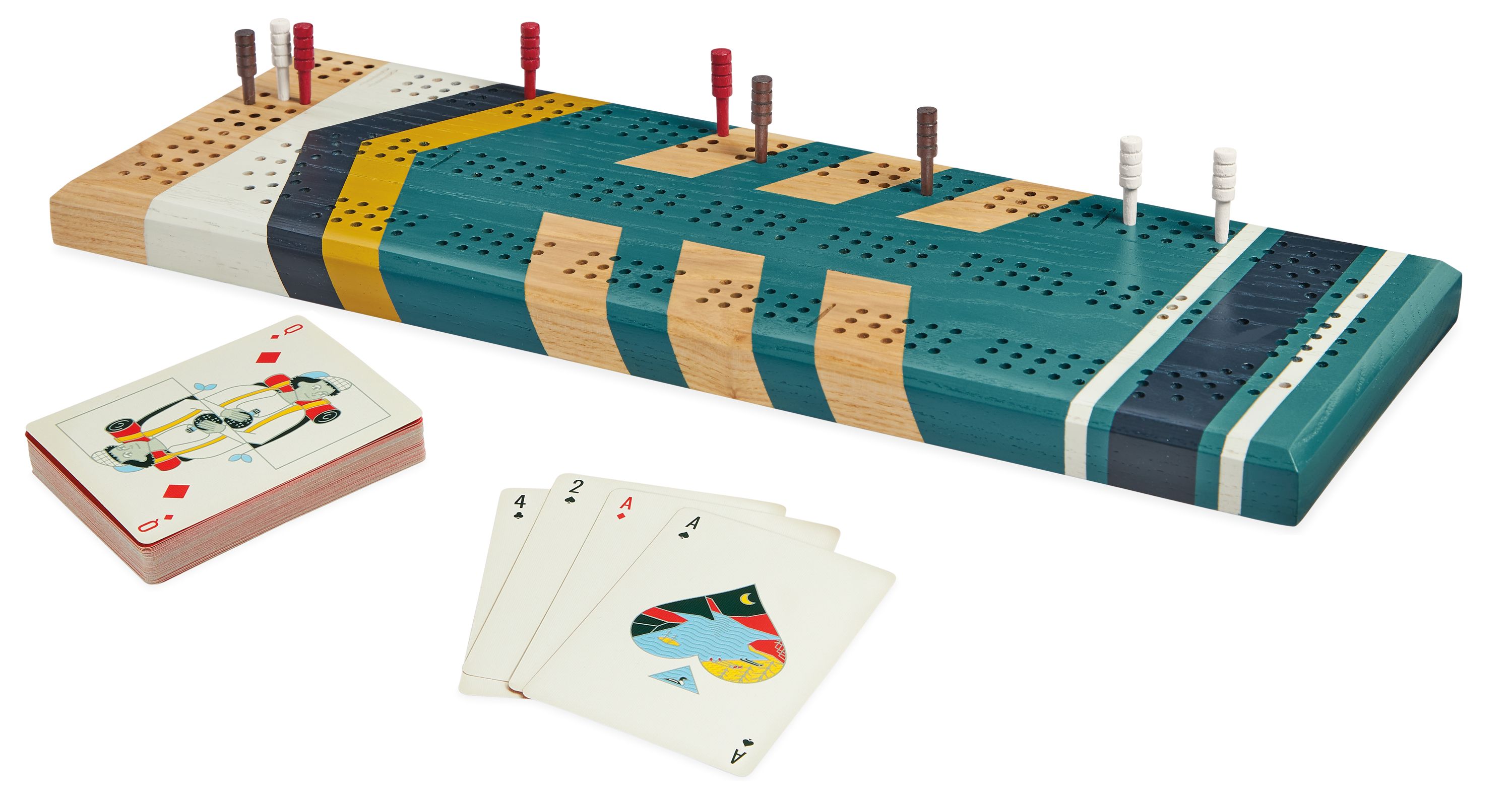 Portage Cribbage Board with Scout Playing Cards