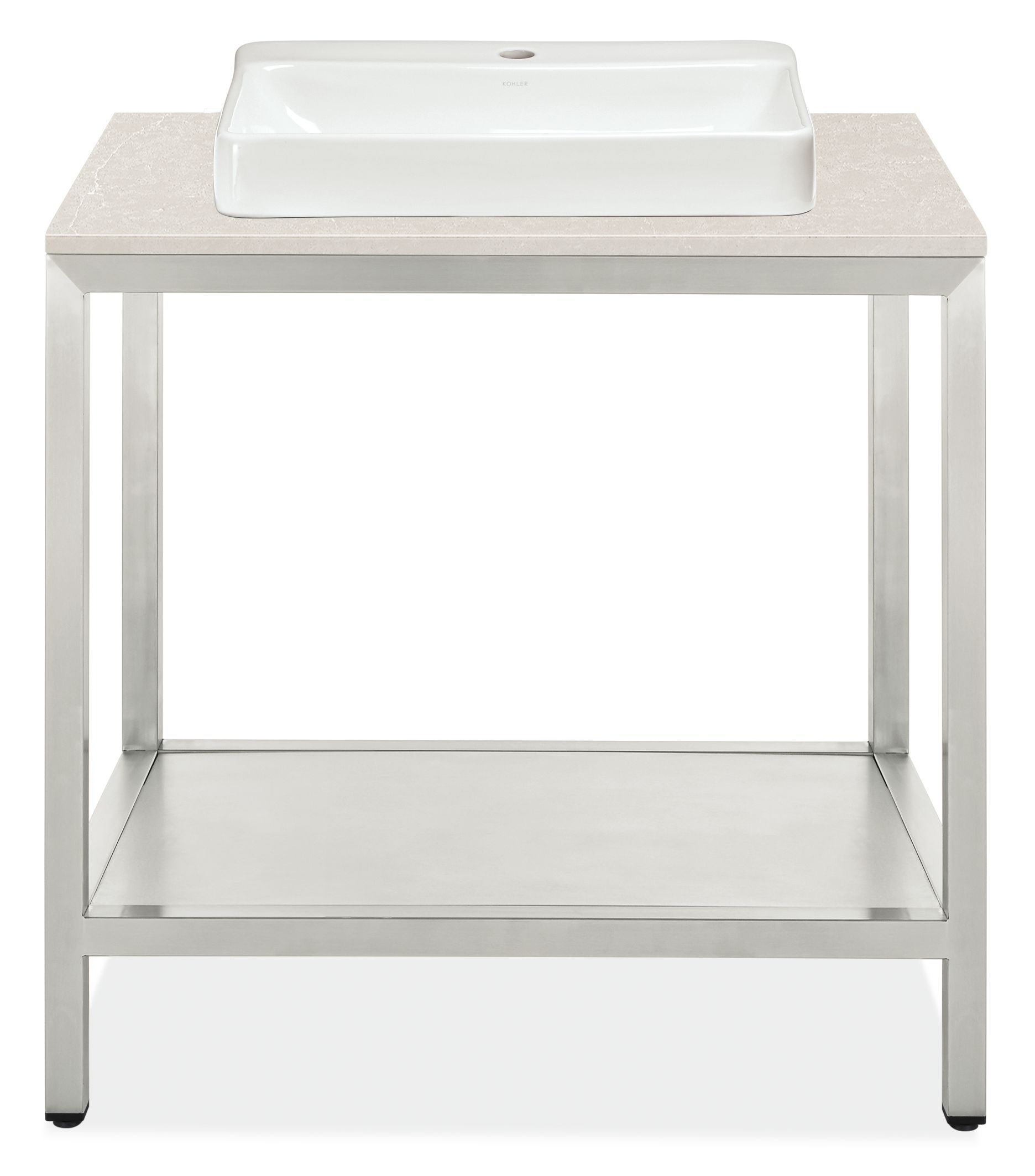 Parsons 36w 21.75d 37.25h Vanity in SS w/Light Grey Top & 1-Hole Vox Vessel Sink