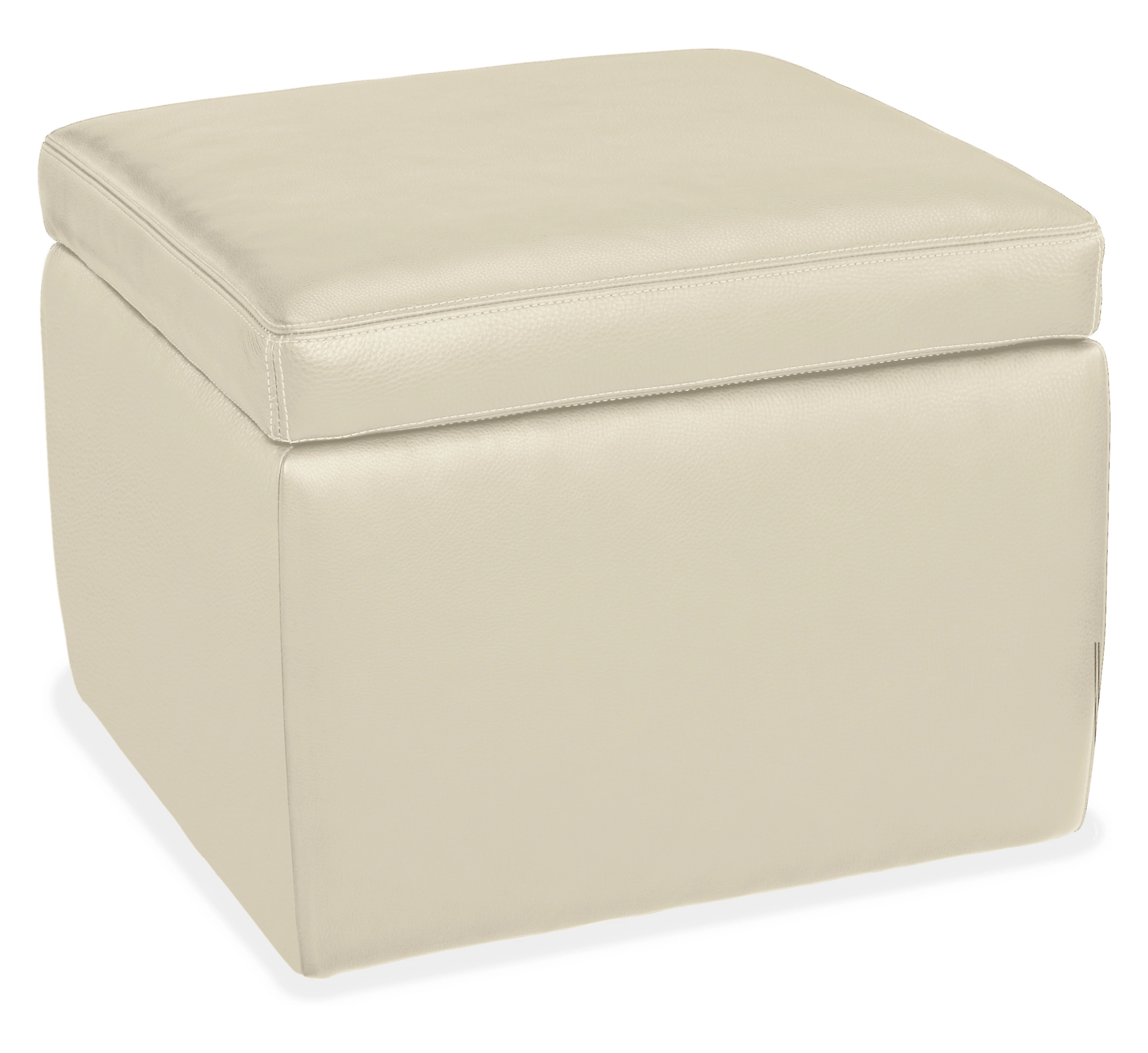 Tyler 21w 21d 17h Square Storage Ottoman in Urbino Ivory Leather
