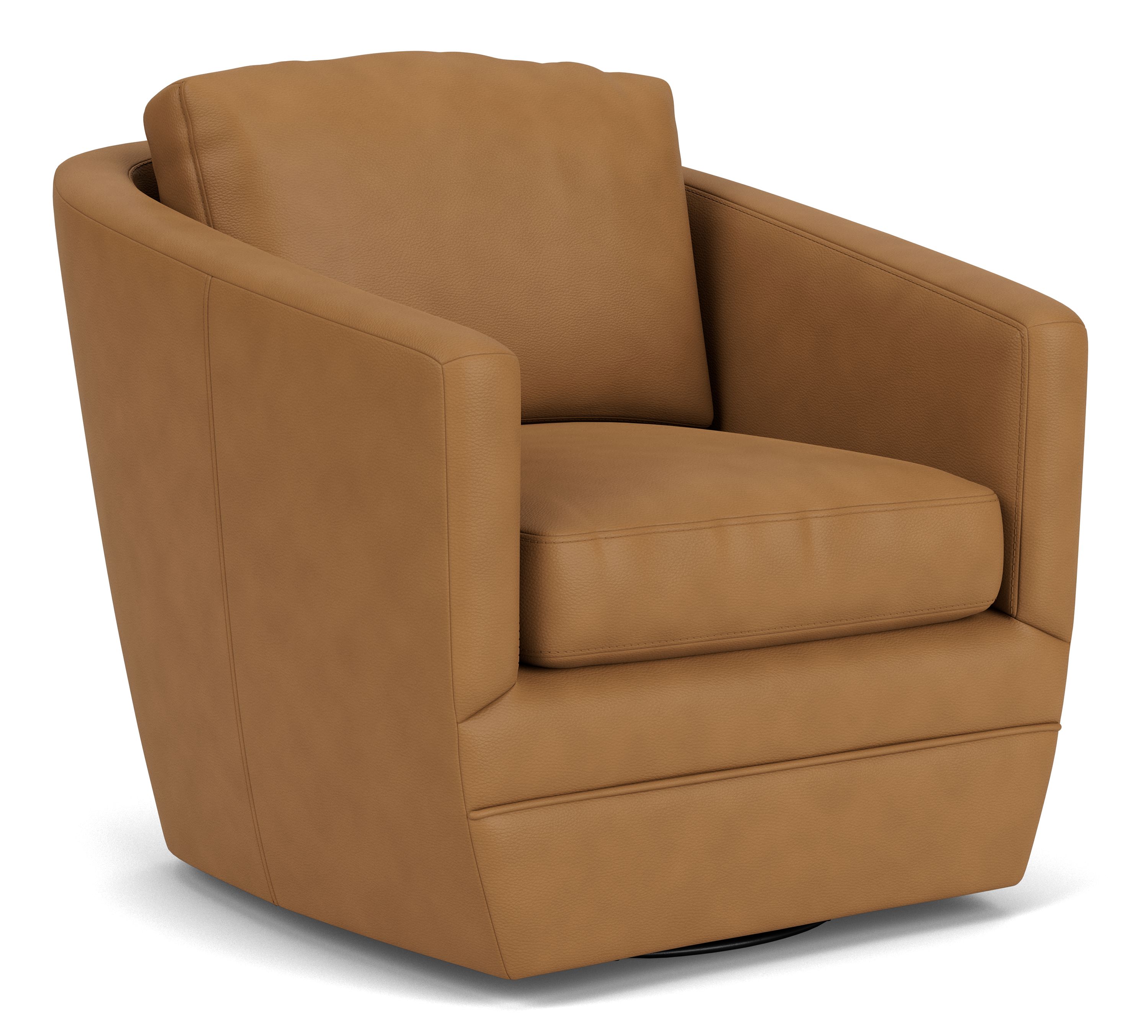 Ford Swivel Chair in Pesaro Camel Leather