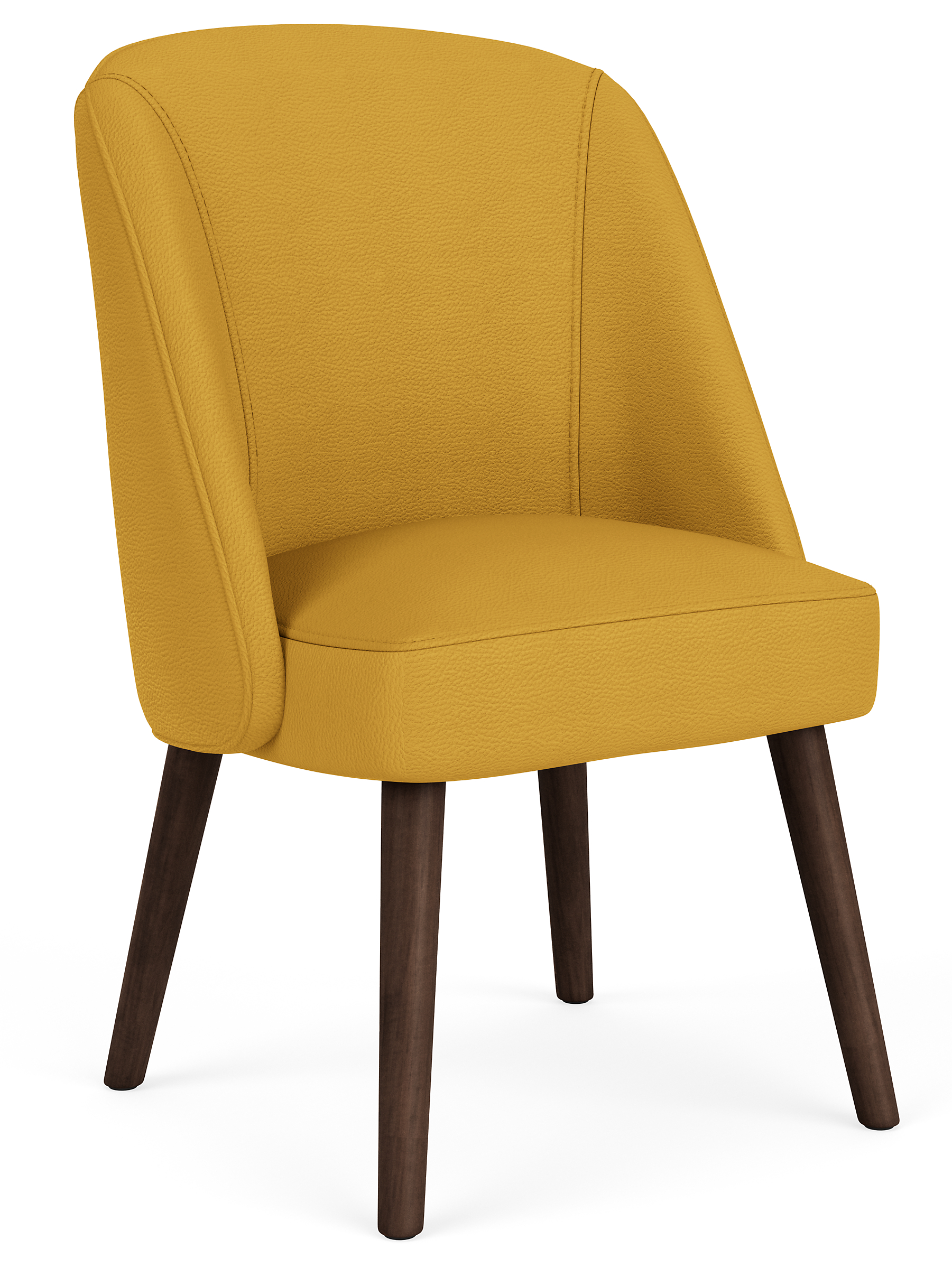 Cora Side Chair in Urbino Saffron Leather with Charcoal Legs