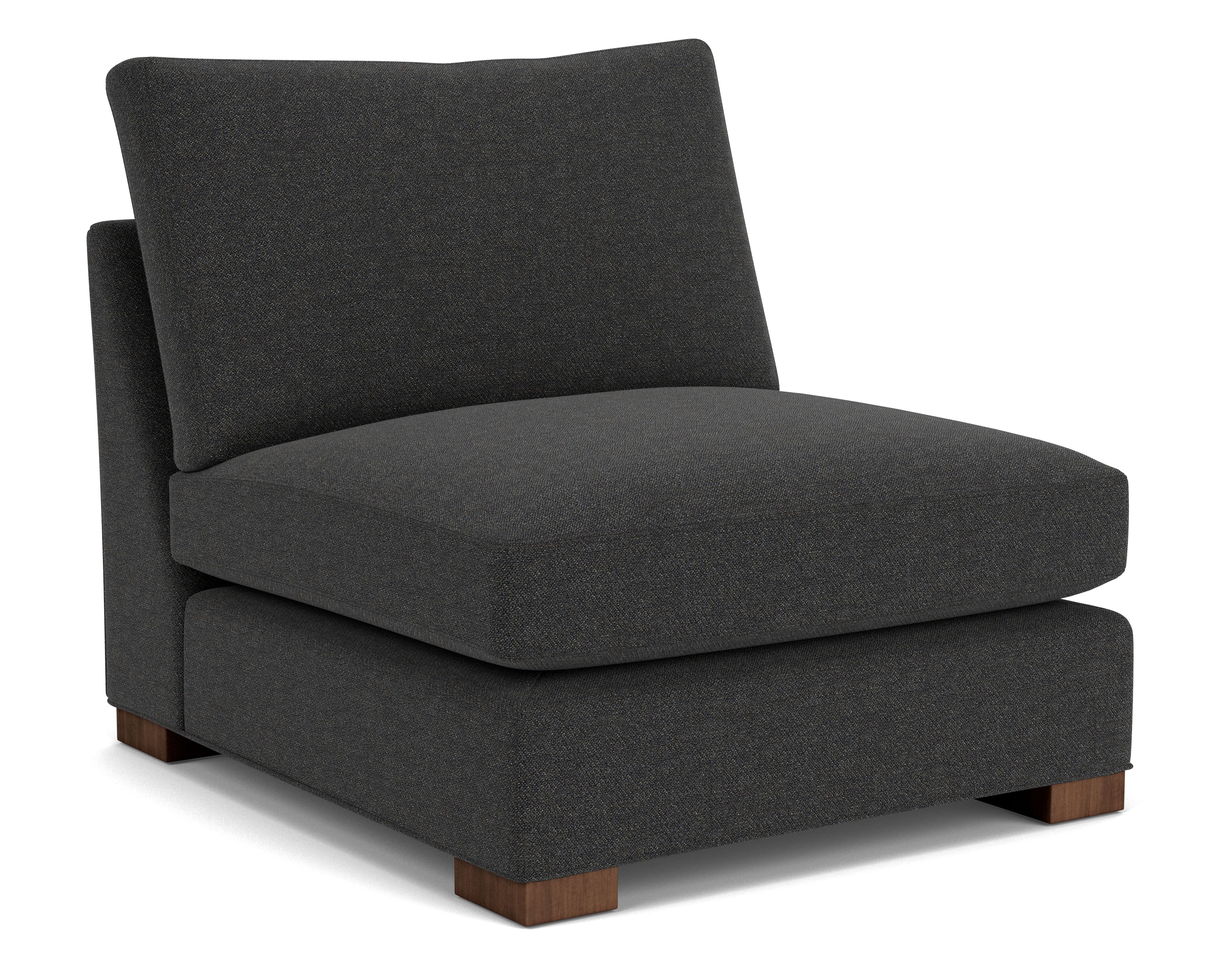 Metro Deep Armless Chair in Tatum Ink with Mocha Legs