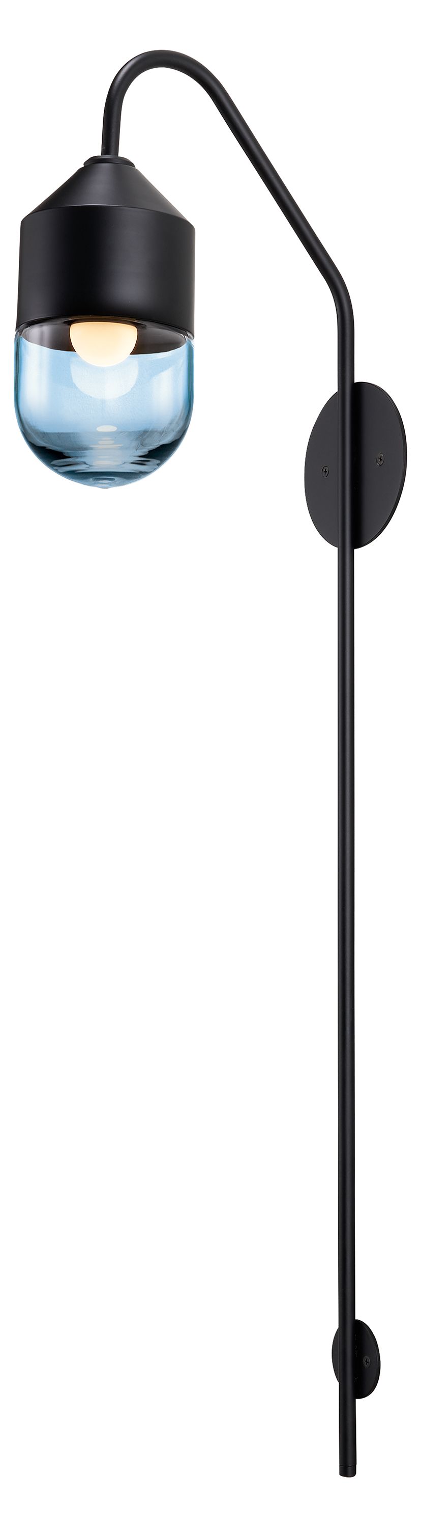 Ballad Short  Wall Sconce in Steel Blue Glass