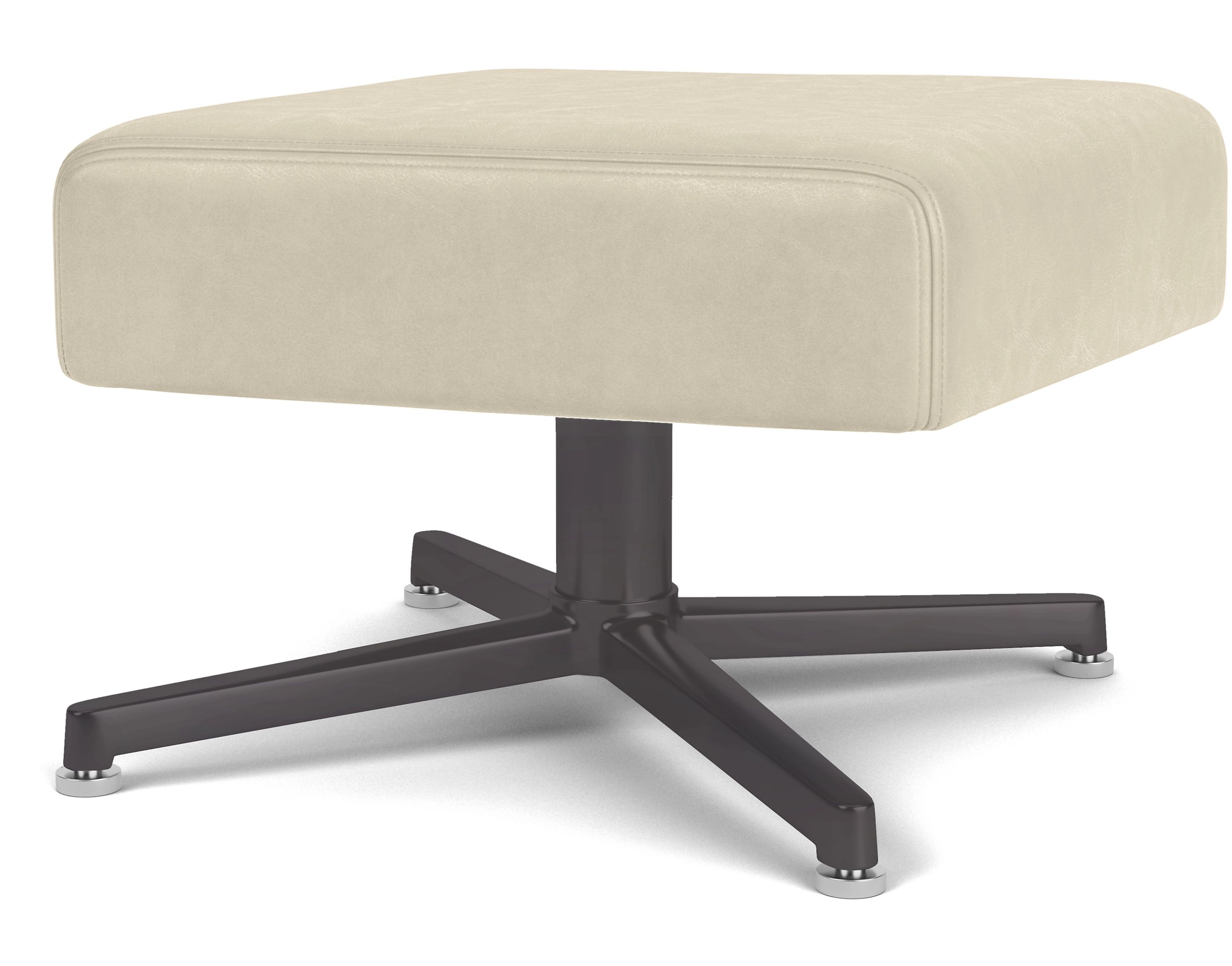 Boden 22w 22d 17h Ottoman w/Pedestal in Urbino Ivory Leather