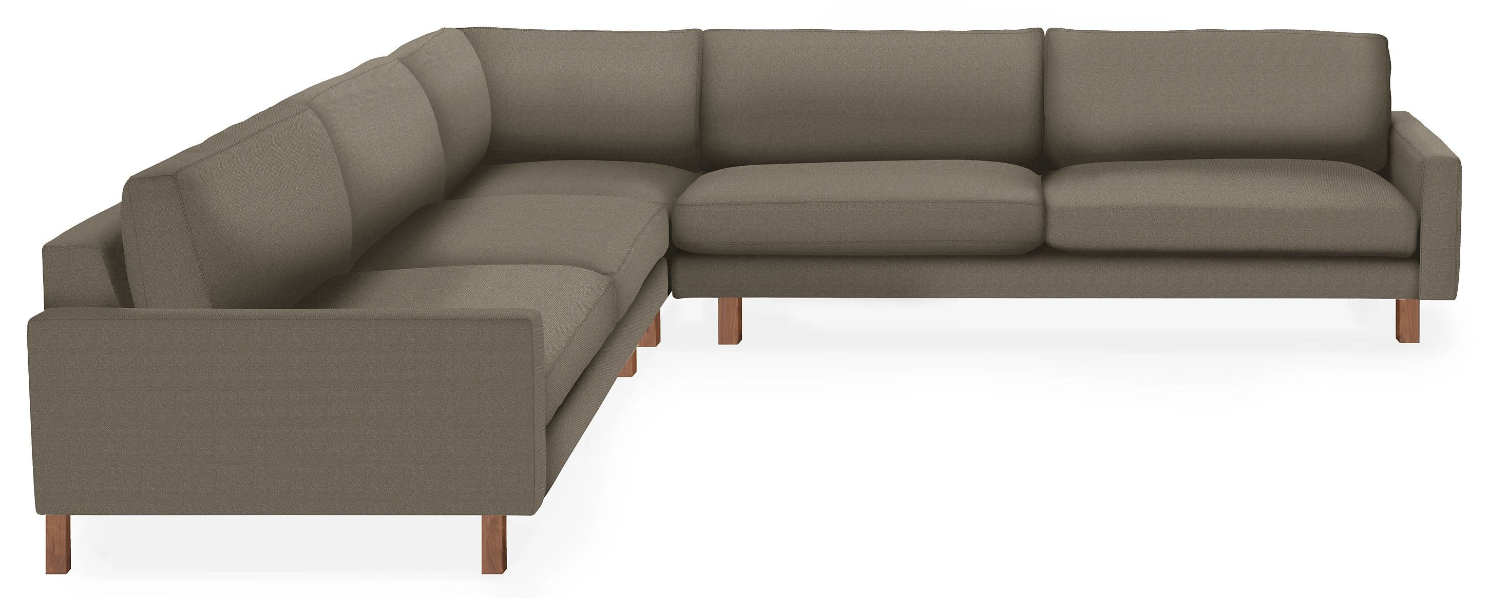 Pierson 124x124 Three Piece Sectional in Arin Grey Fabric with Walnut