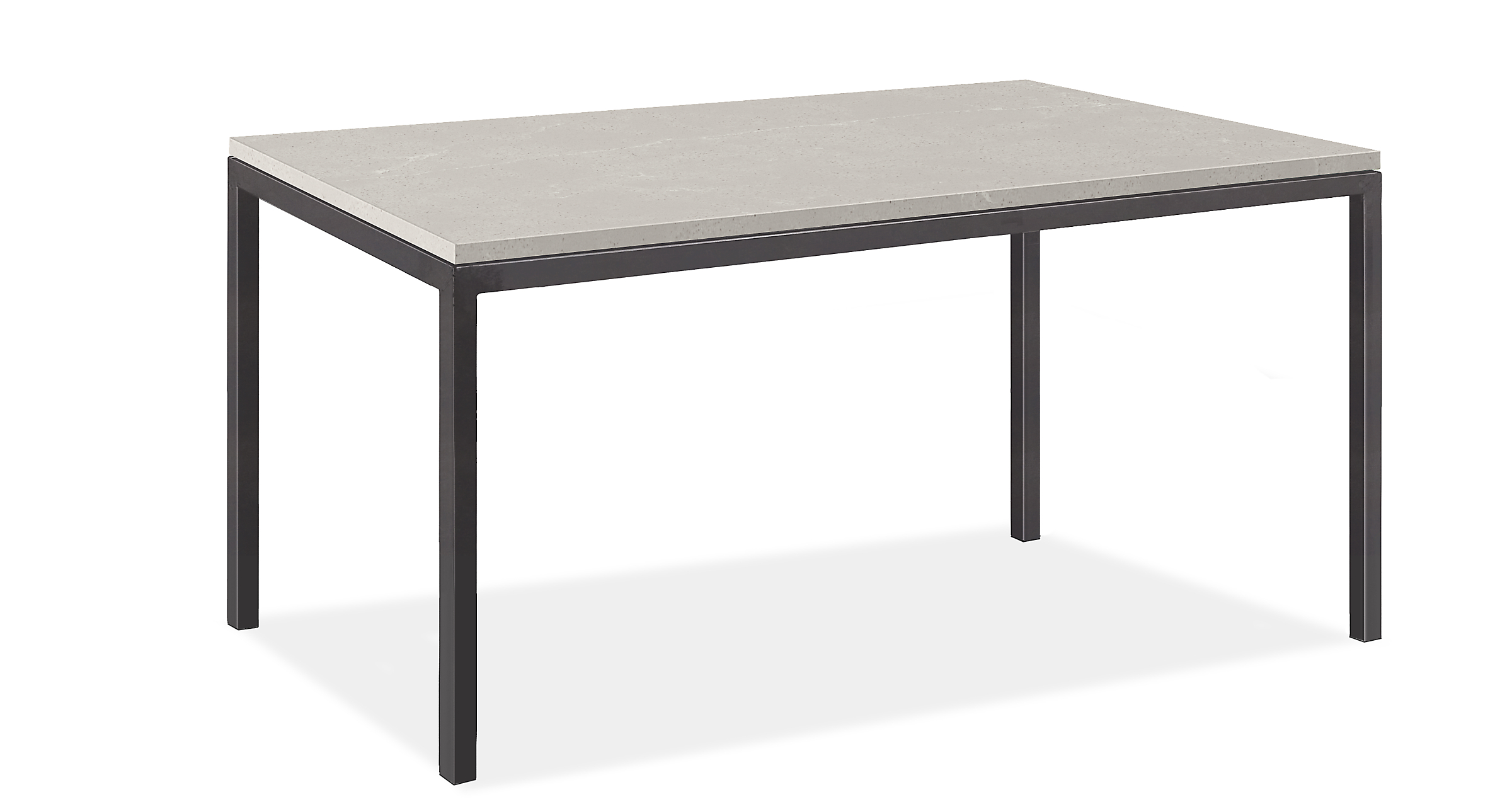Parsons 55w 32d 29h Dining Table in 1.5" Natural Steel and Light Grey Quartz Top