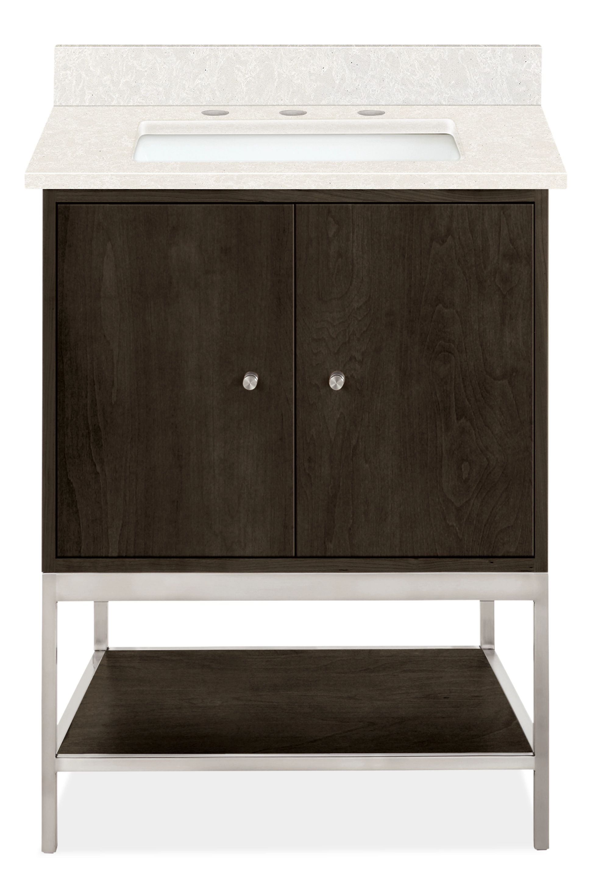 Linear 26w 21.75d SGL Sink Vanity w/L&R Overhang in Charcoal w/Foggy