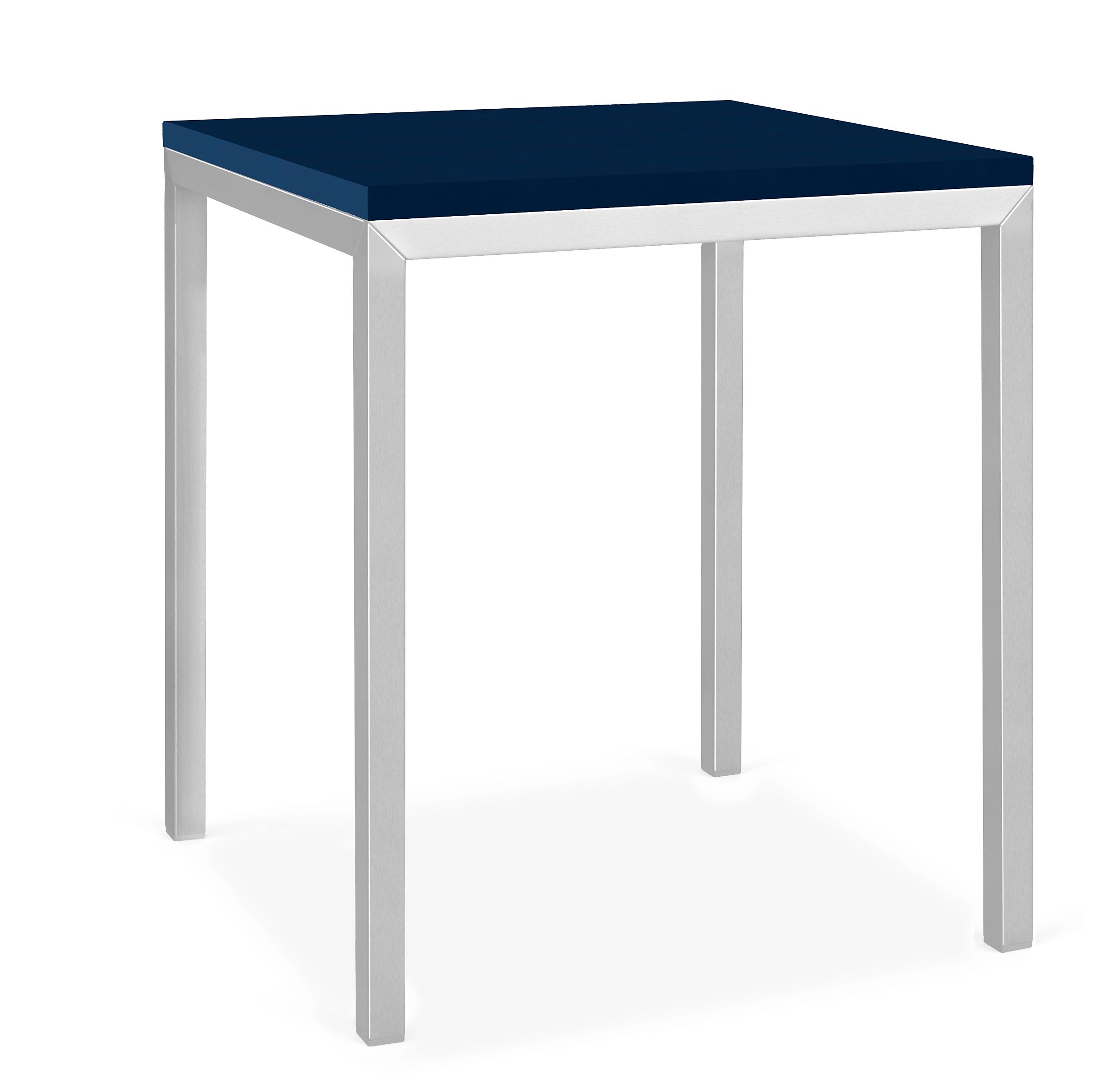 Parsons 18w 18d 22h Outdoor Side Table with 1" Leg in SS w/Navy HDPE Top