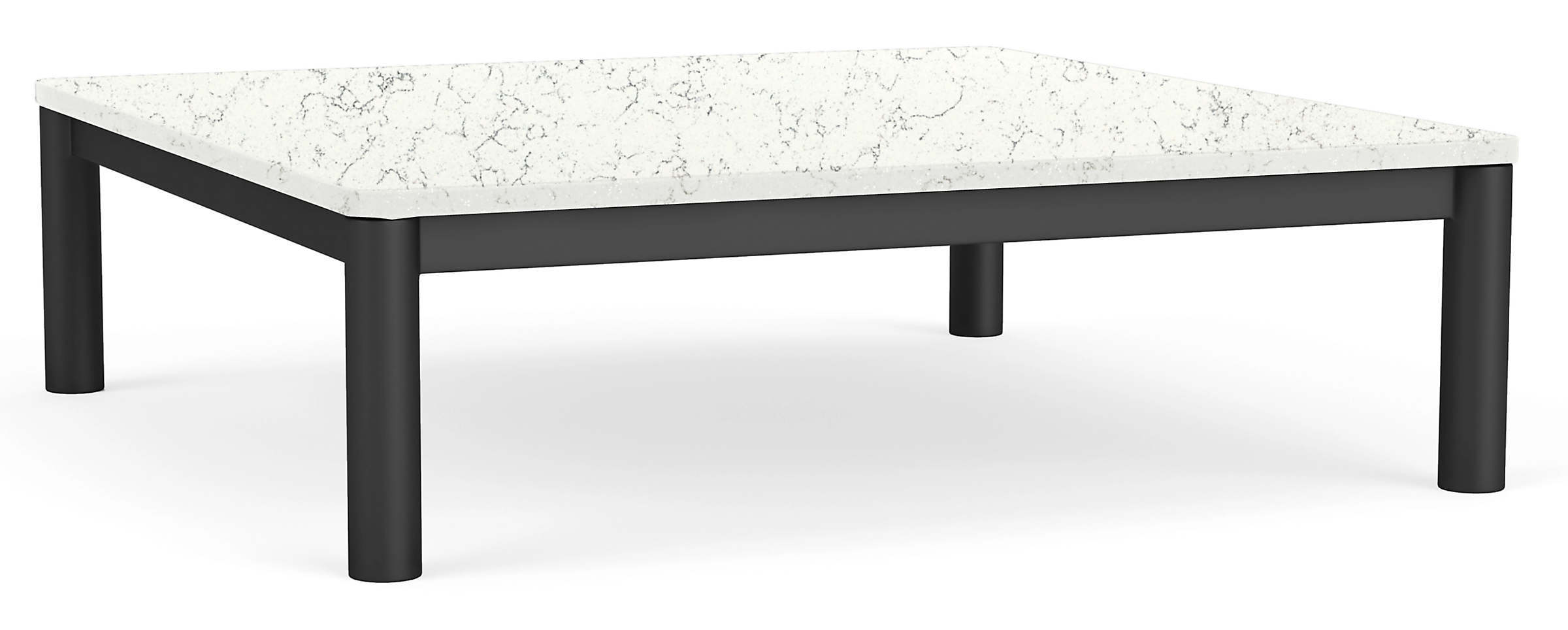 Westbrook 36w 36d 11h Coffee Table with Marbled White Top & Graphite Base
