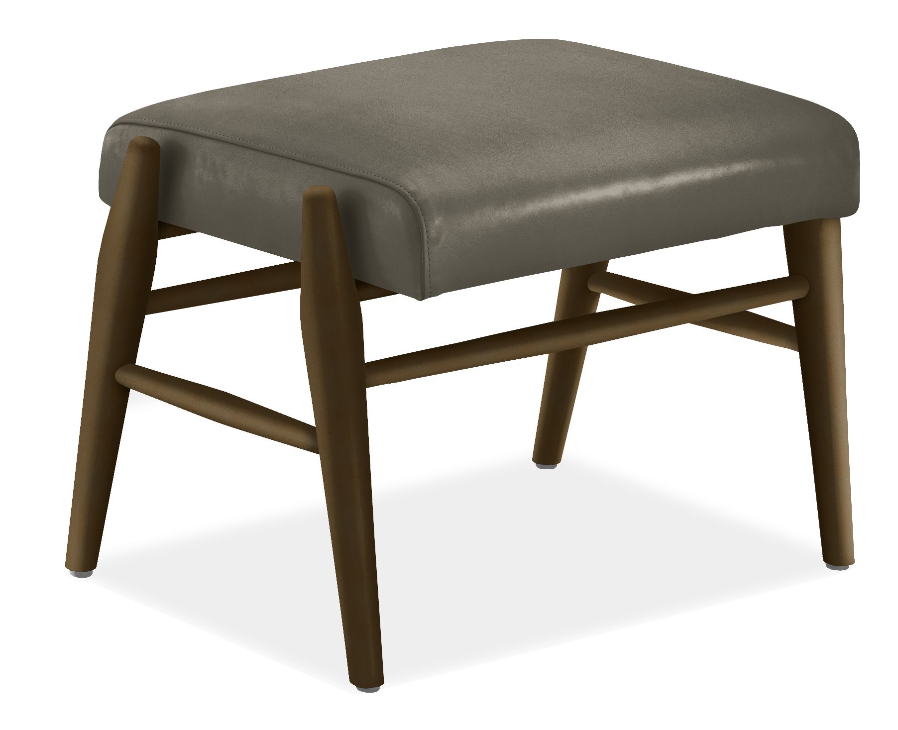 Jonas Ottoman in Vento Smoke Leather with Charcoal Frame