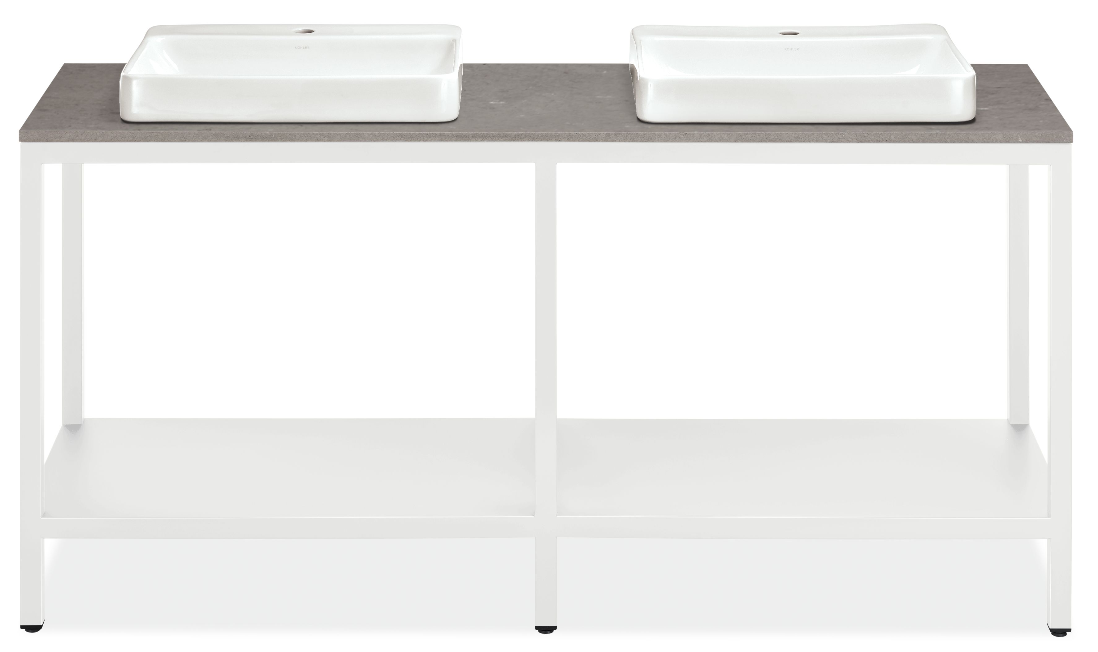 Parsons 72w 21.75d 37.25h Bath Vanity in WHT w/Fog Top & 1-HL Vox Vessel Sinks