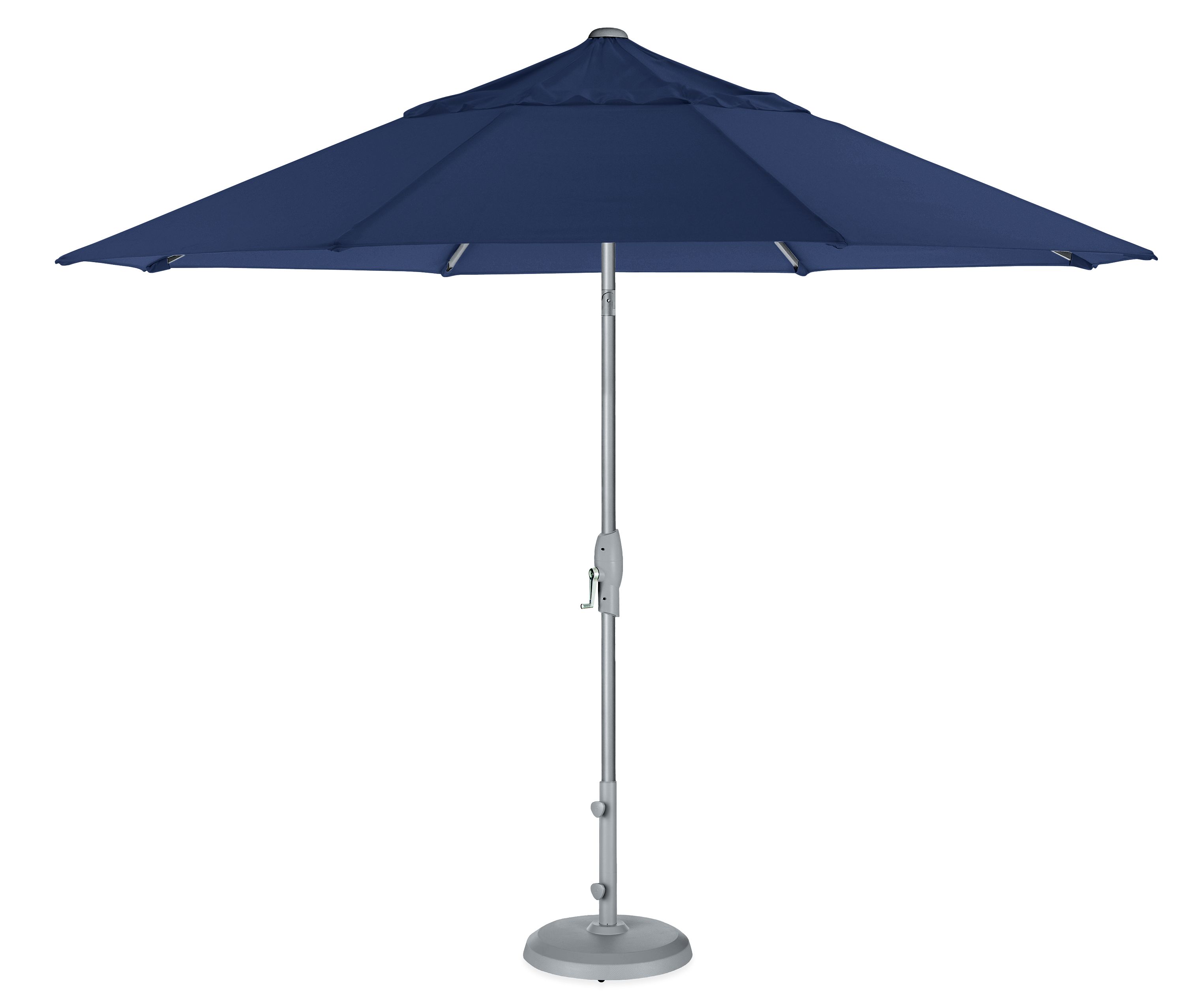 Oahu 11' Round Patio Umbrella in Sunbrella Canvas Navy with Silver Base
