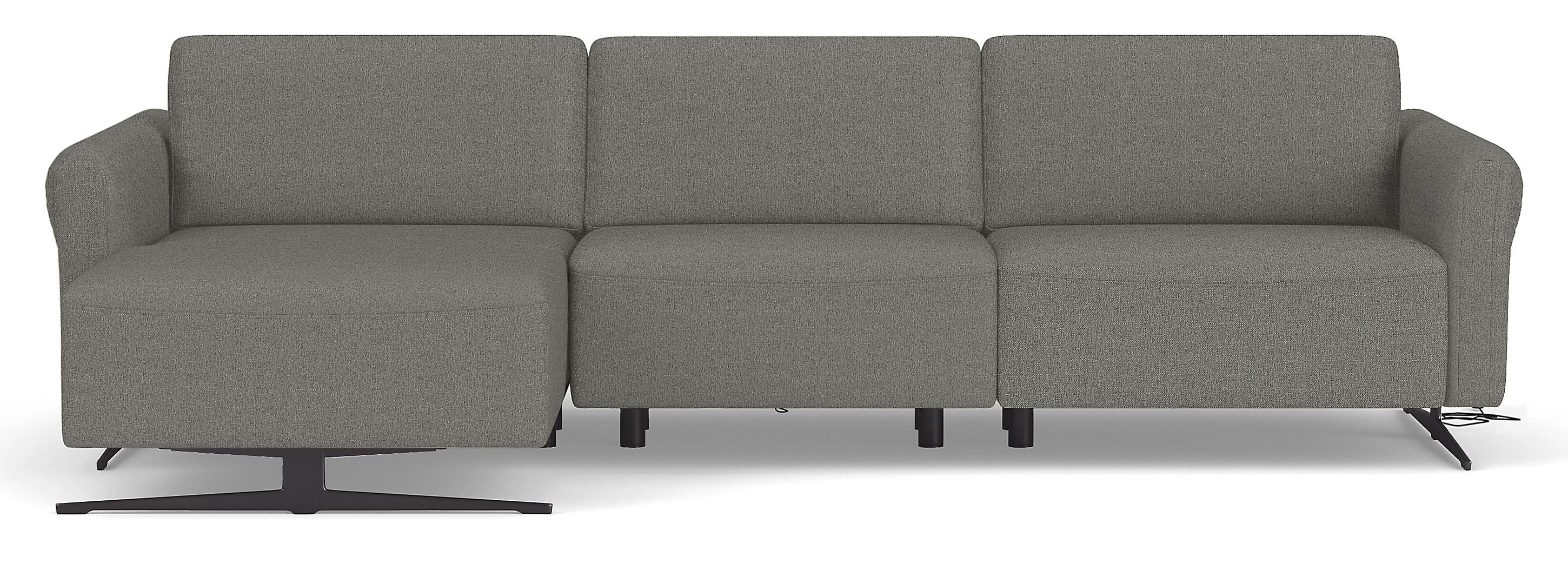 Vesna 113" 3pc Sofa w/Left-Arm Chaise & 2pc Powered Footrest in Sussex Graphite