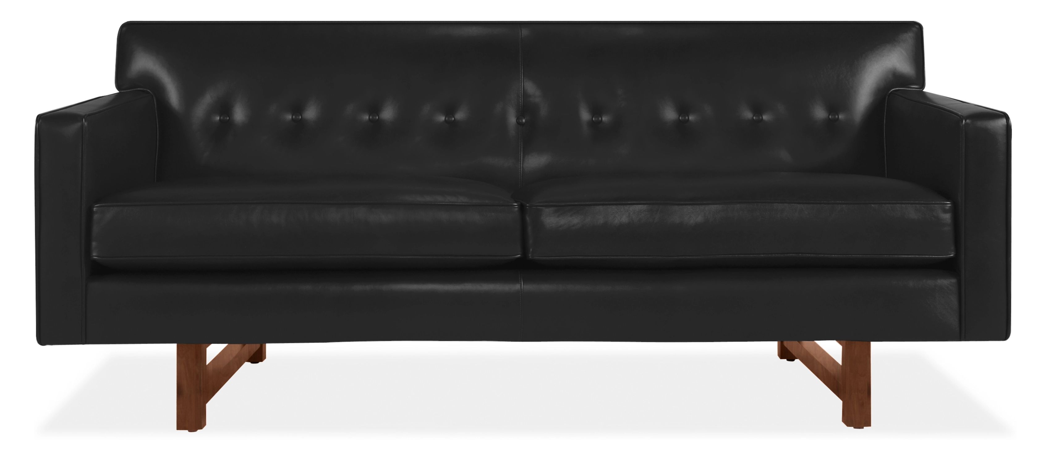 Andre 76" Sofa in Urbino Black Leather with Mocha Legs
