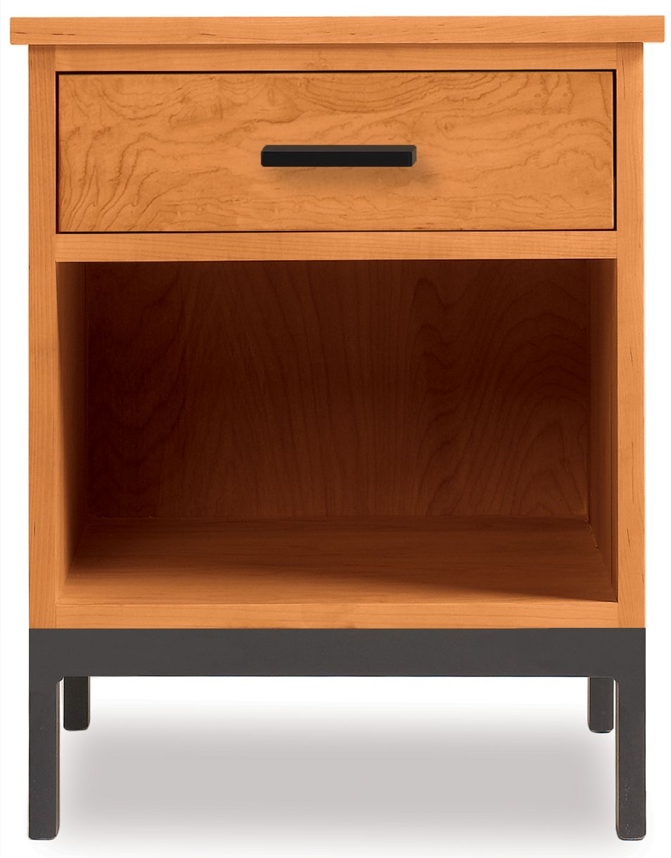 Linear 18w 18d 23h One-Drawer Nightstand in Cherry with Natural Steel