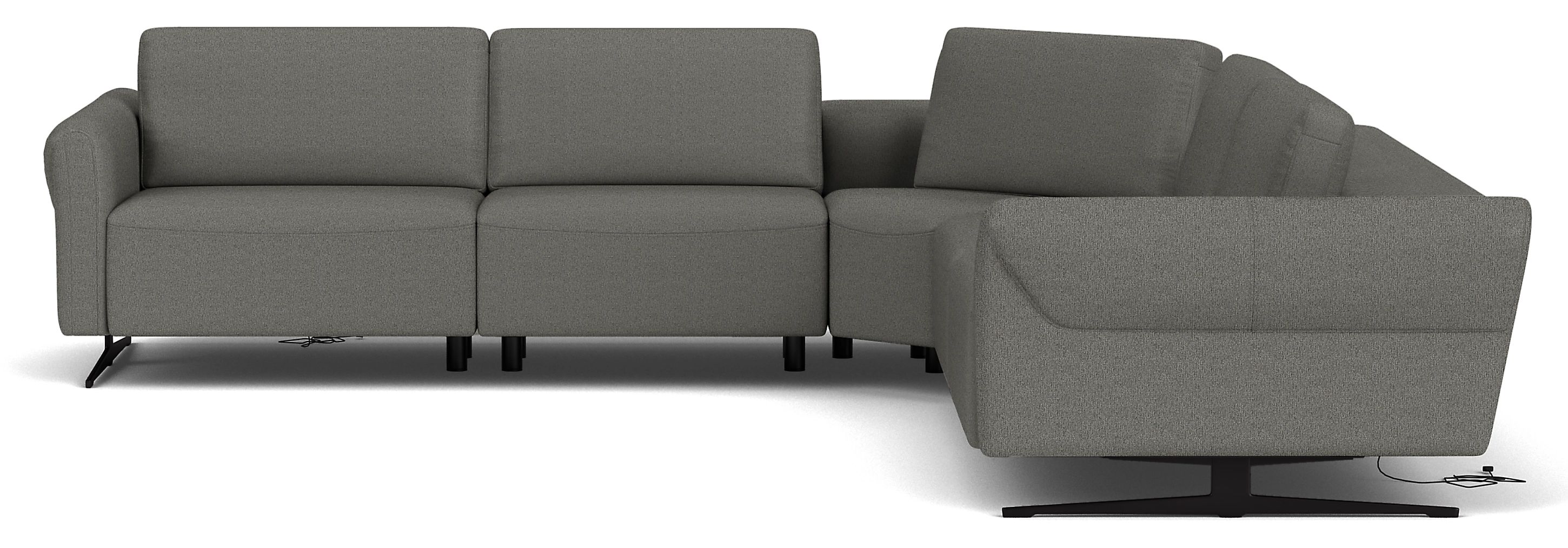 Vesna 125x125" 5pc Sectional w/2pc Powered Footrest in Sussex Graphite