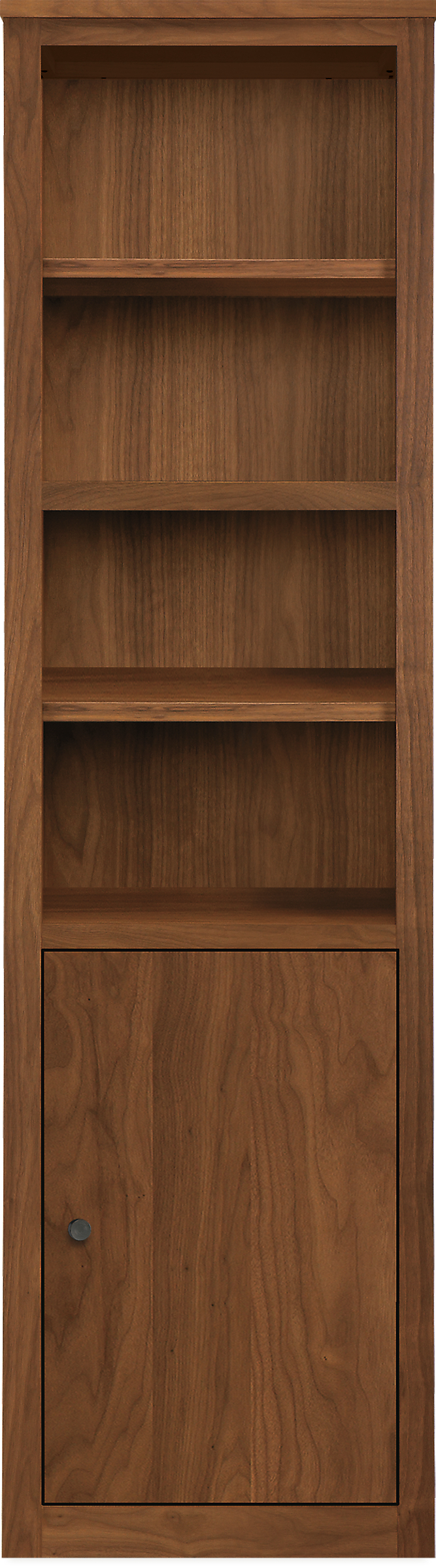 Woodwind 20w 12d 72h Bookcase with Right Door in Walnut with Natural Steel