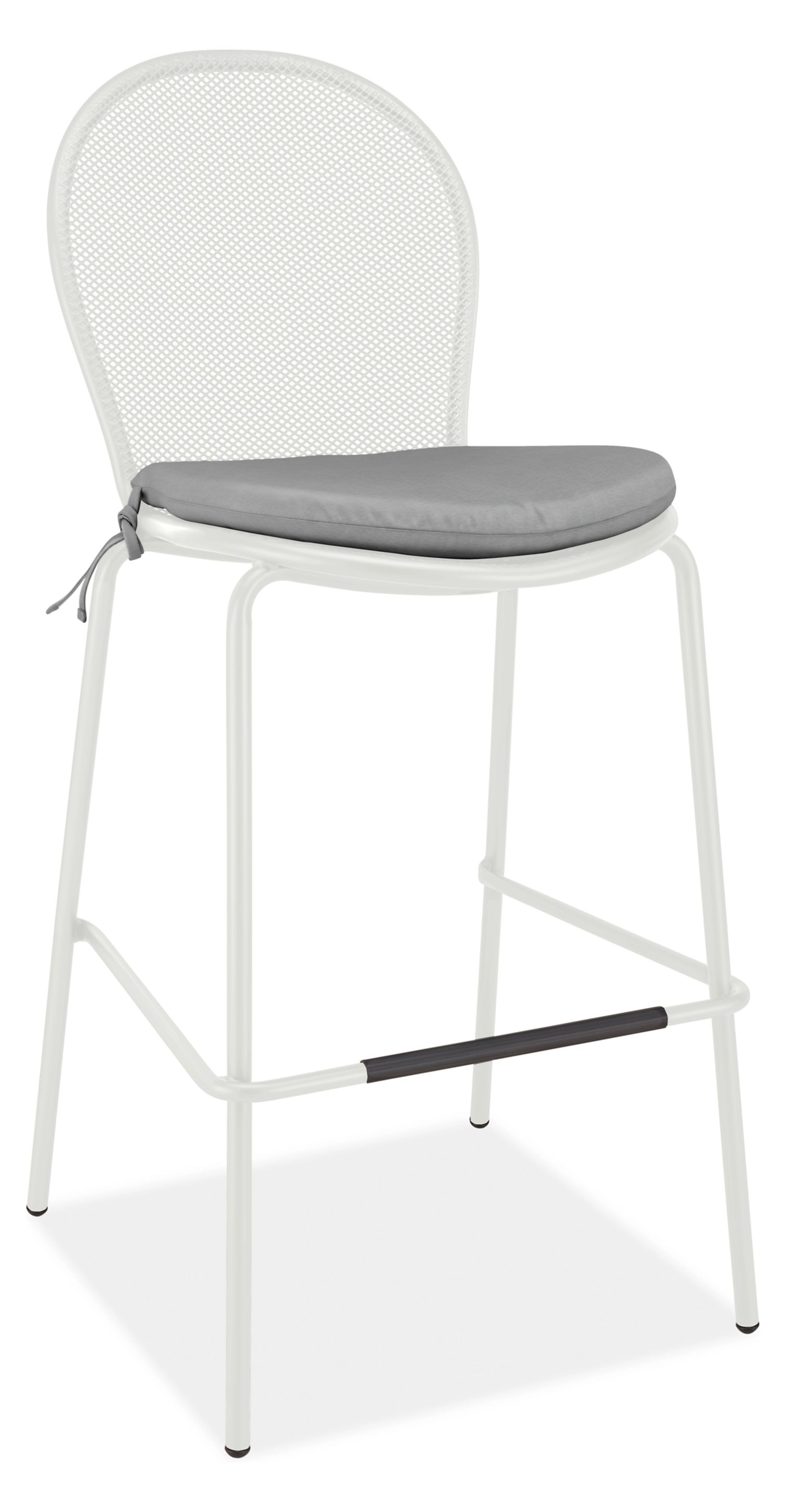 Rio Bar Stool in White with Cushion in Sunbrella Canvas Cement