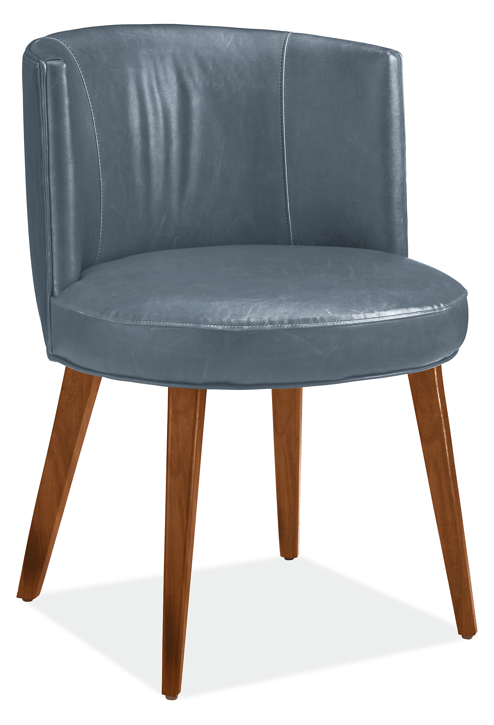 June Side Chair in Vento Cadet Leather with Mocha Legs