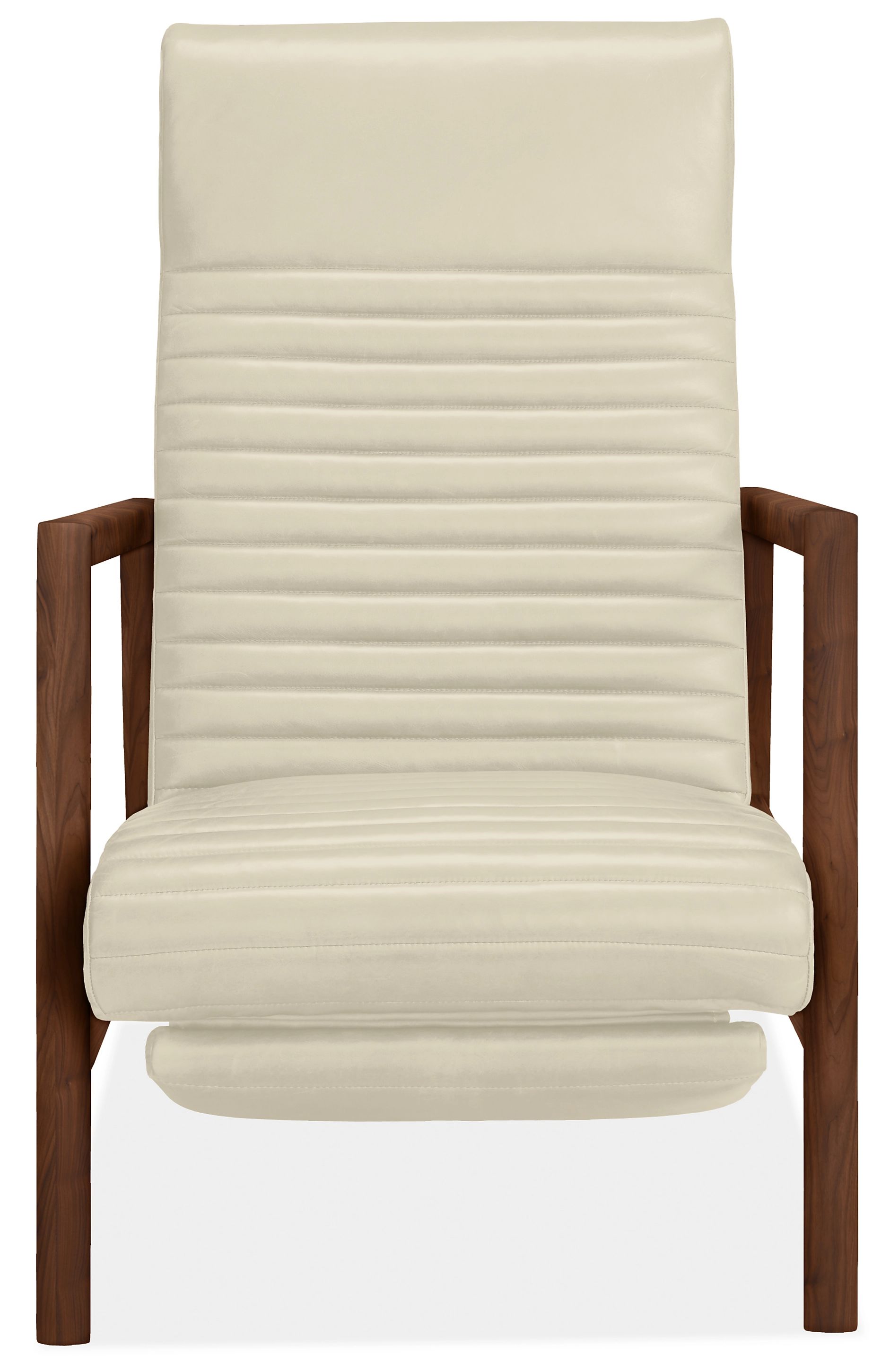 Nilsen Recliner with Walnut in Urbino Ivory Leather