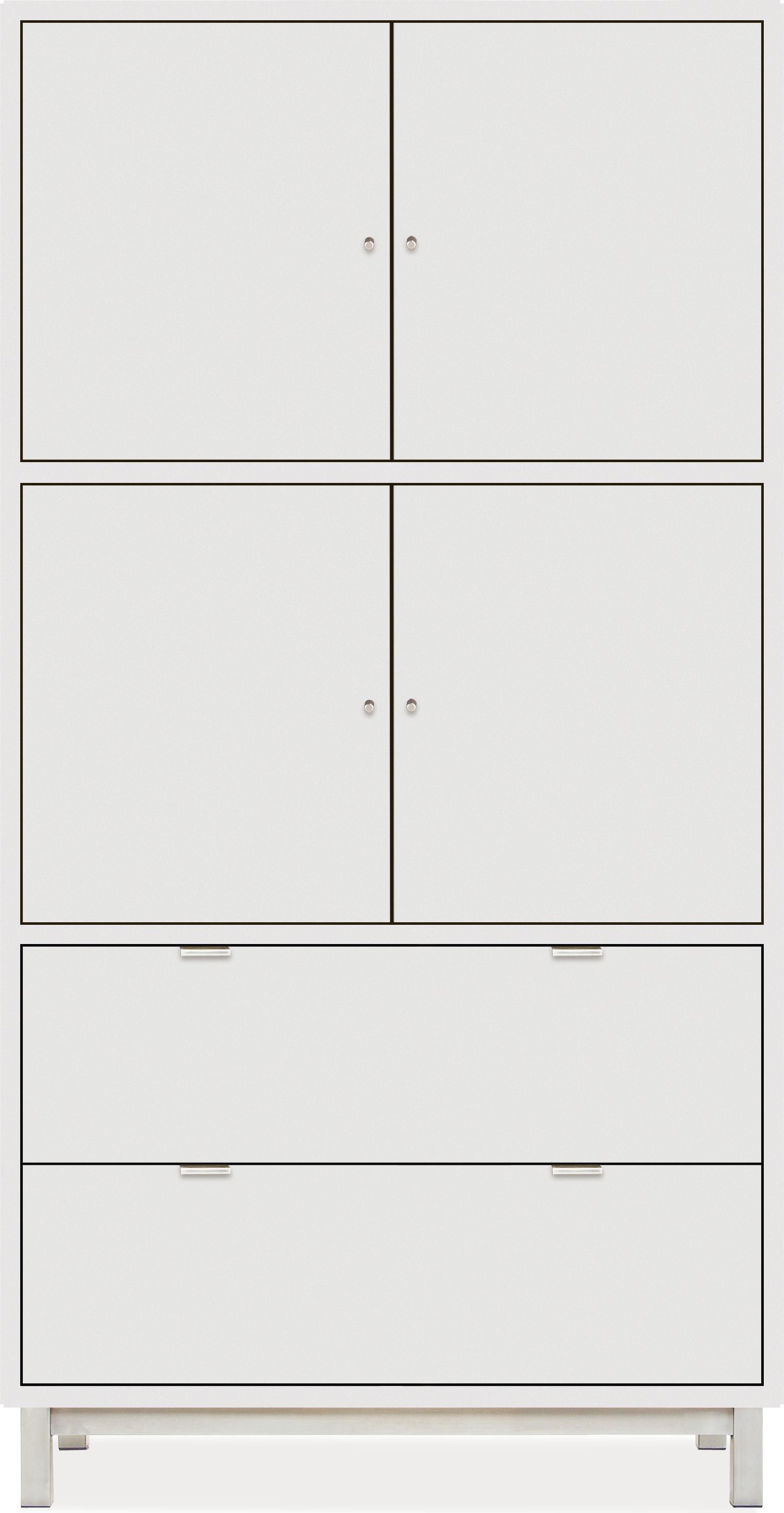 Copenhagen 39w 20d 75h Cabinet in White w/Stainless Steel Base
