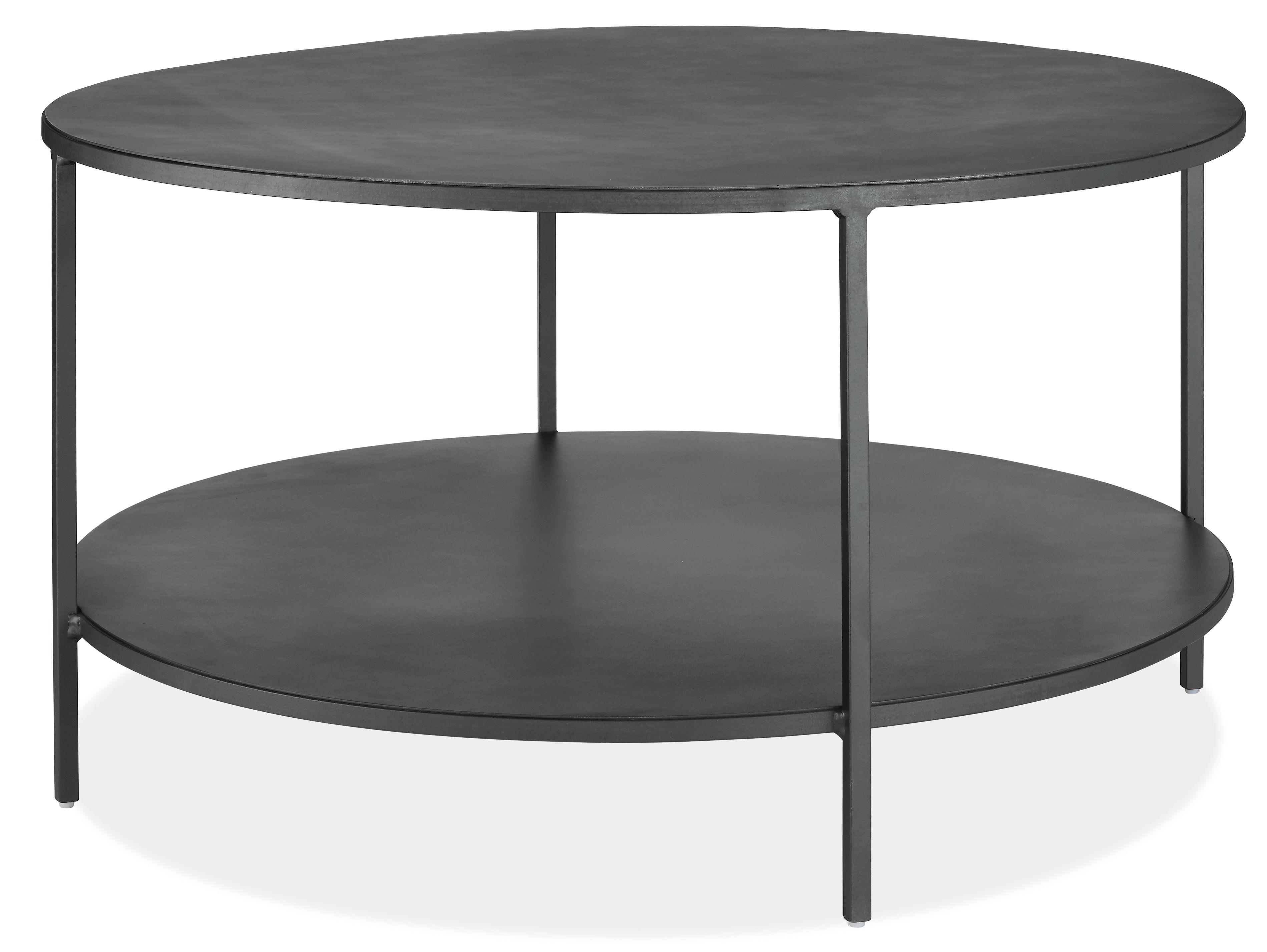 Slim Round Coffee Tables In Natural, Round Black Steel Coffee Table