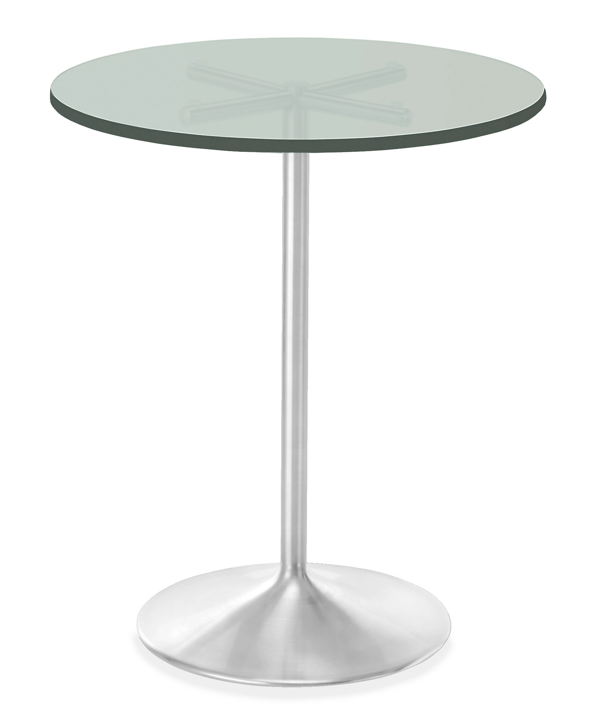 Aria 18 diam 22h Round Outdoor Side Table in Stainless Steel w/Satin Etch Glass