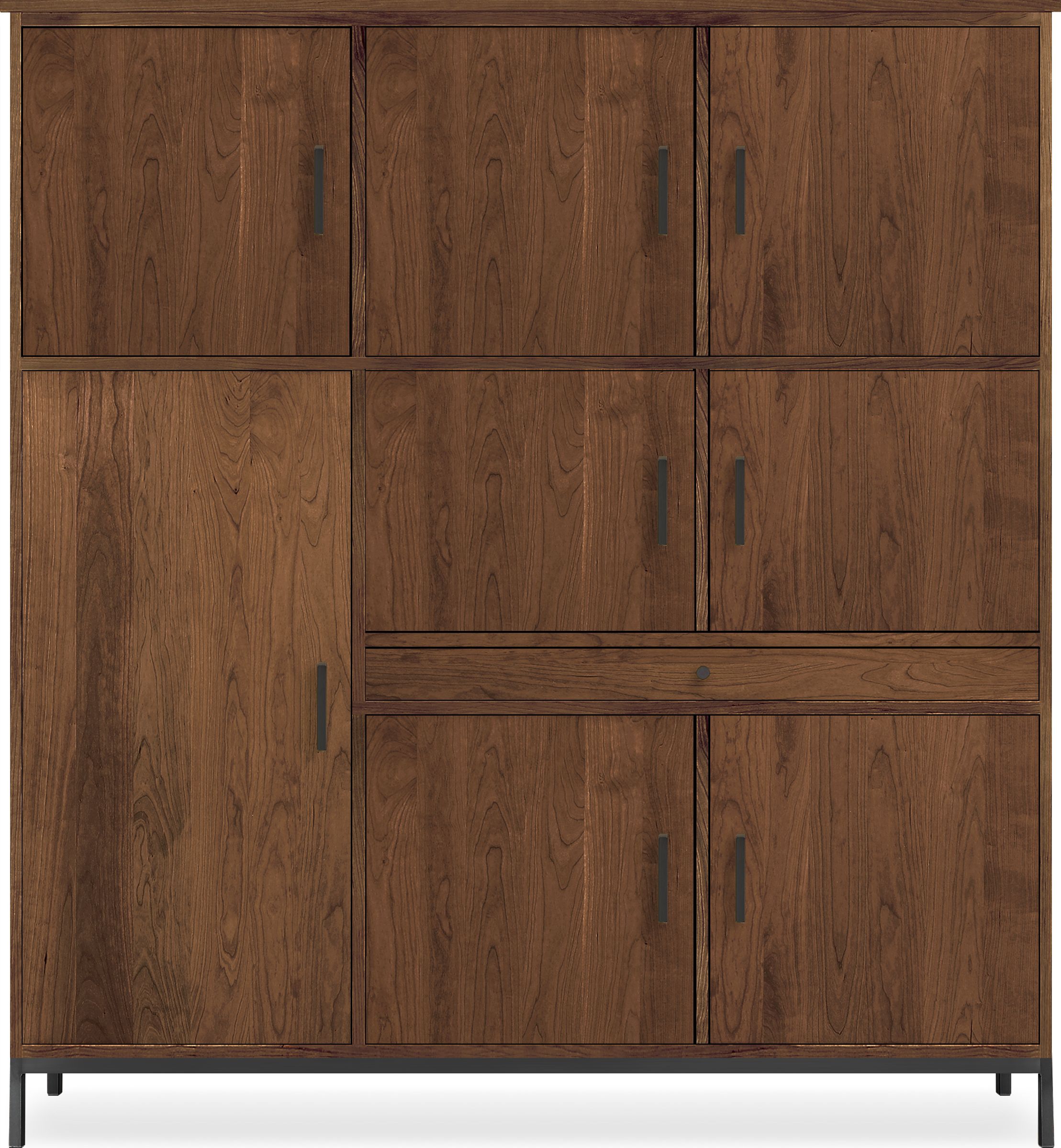 Linear 59w 25d 65h Cabinet in Walnut with Natural Steel
