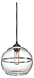Banded Large Globe Pendant in Clear Glass